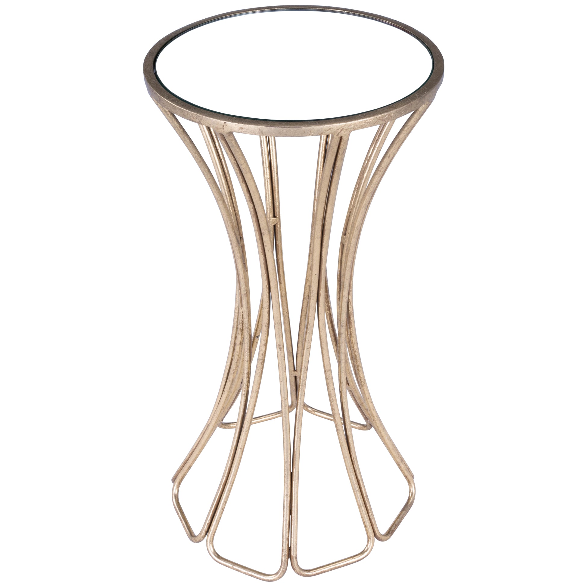 Butler Specialty Company Faruh 11.25 in. W Round Metal and Mirrored Glass Side Table, Silver