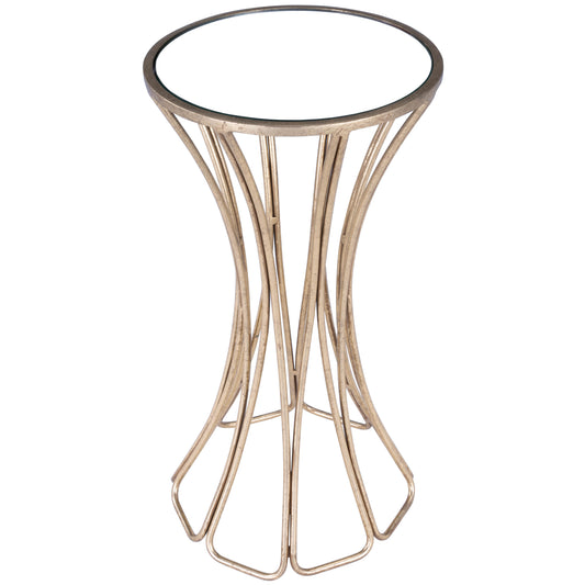 Butler Specialty Company Faruh 11.25 in. W Round Metal and Mirrored Glass Side Table, Silver