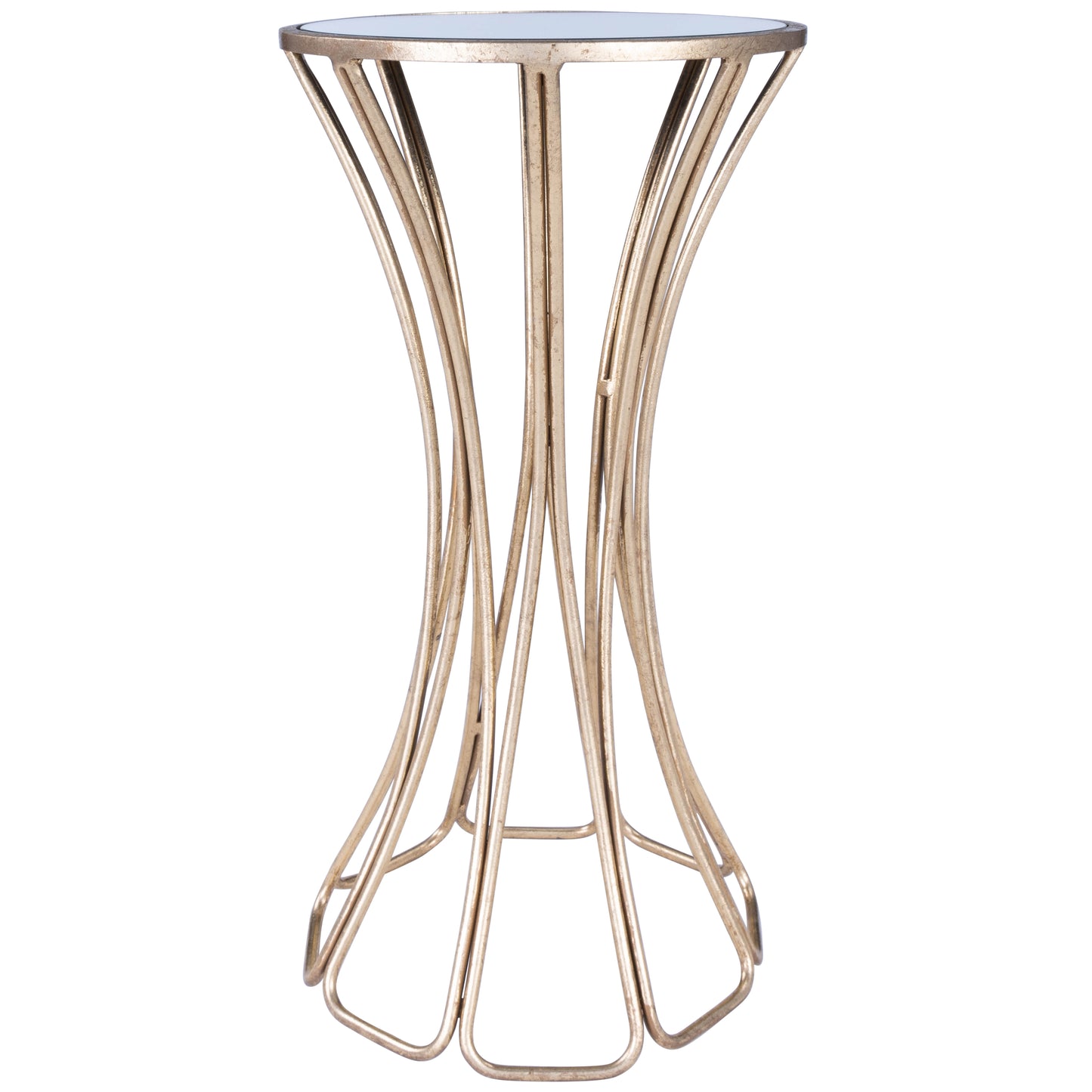 Butler Specialty Company Faruh 11.25 in. W Round Metal and Mirrored Glass Side Table, Silver