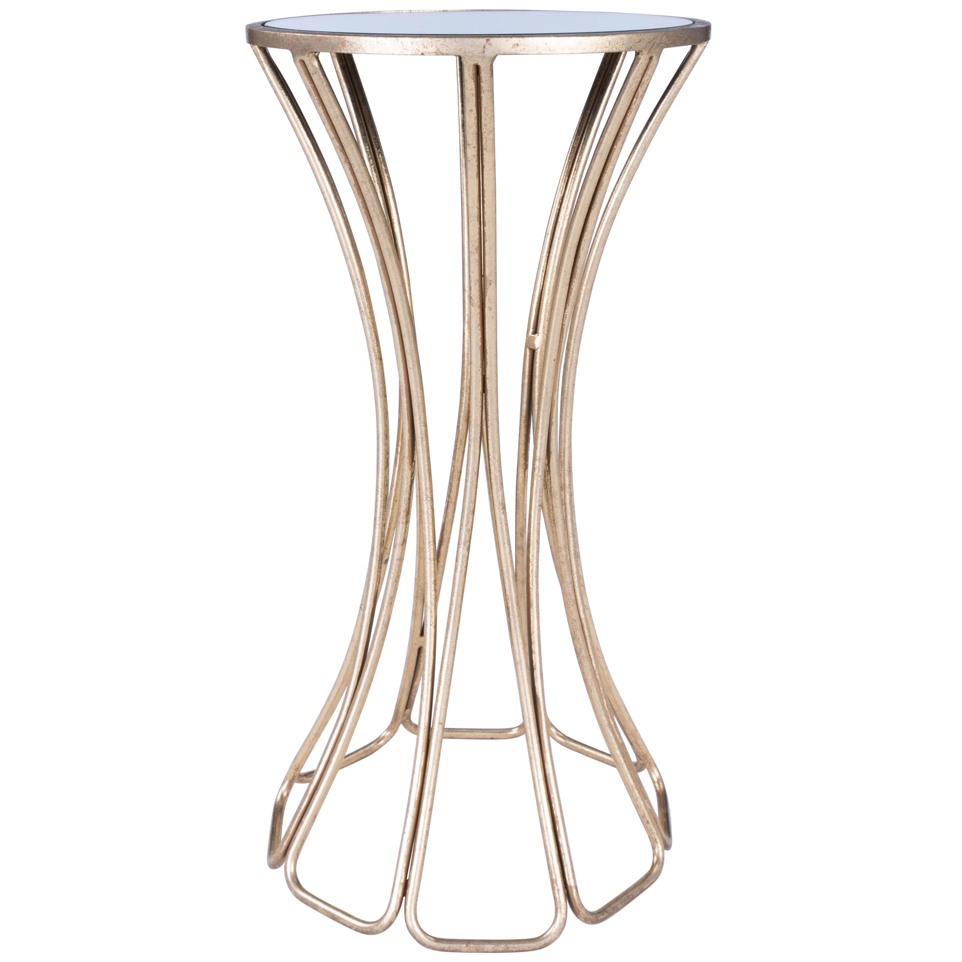 Butler Specialty Company Faruh 11.25 in. W Round Metal and Mirrored Glass Side Table, Silver