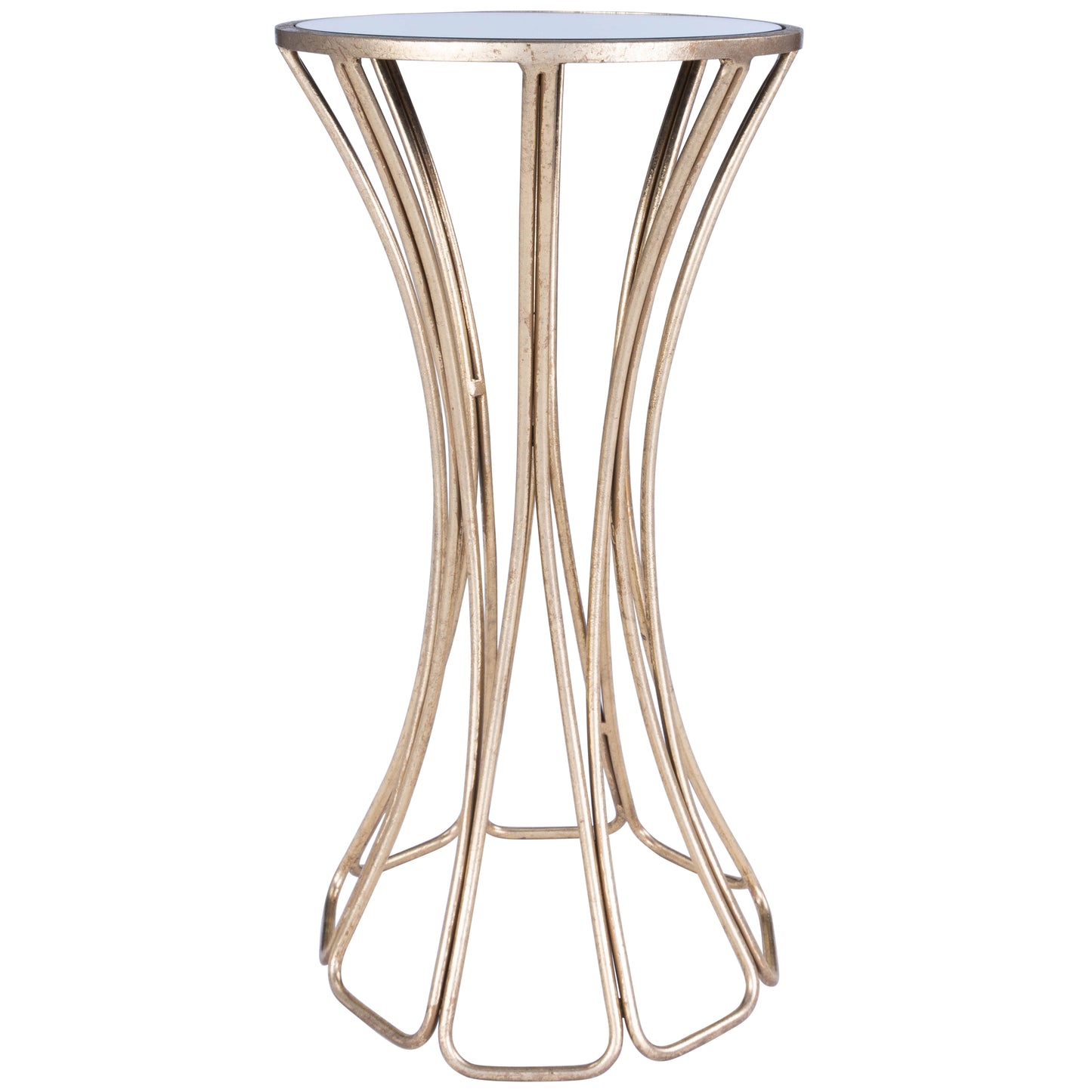 Butler Specialty Company Faruh 11.25 in. W Round Metal and Mirrored Glass Side Table, Silver
