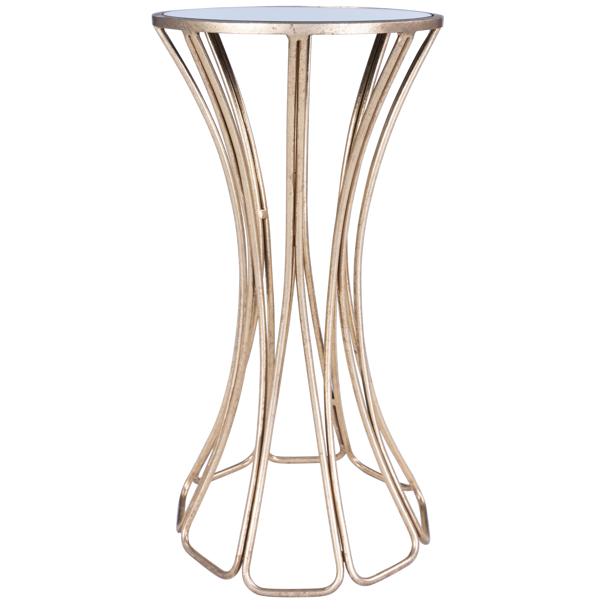 Butler Specialty Company Faruh 11.25 in. W Round Metal and Mirrored Glass Side Table, Silver