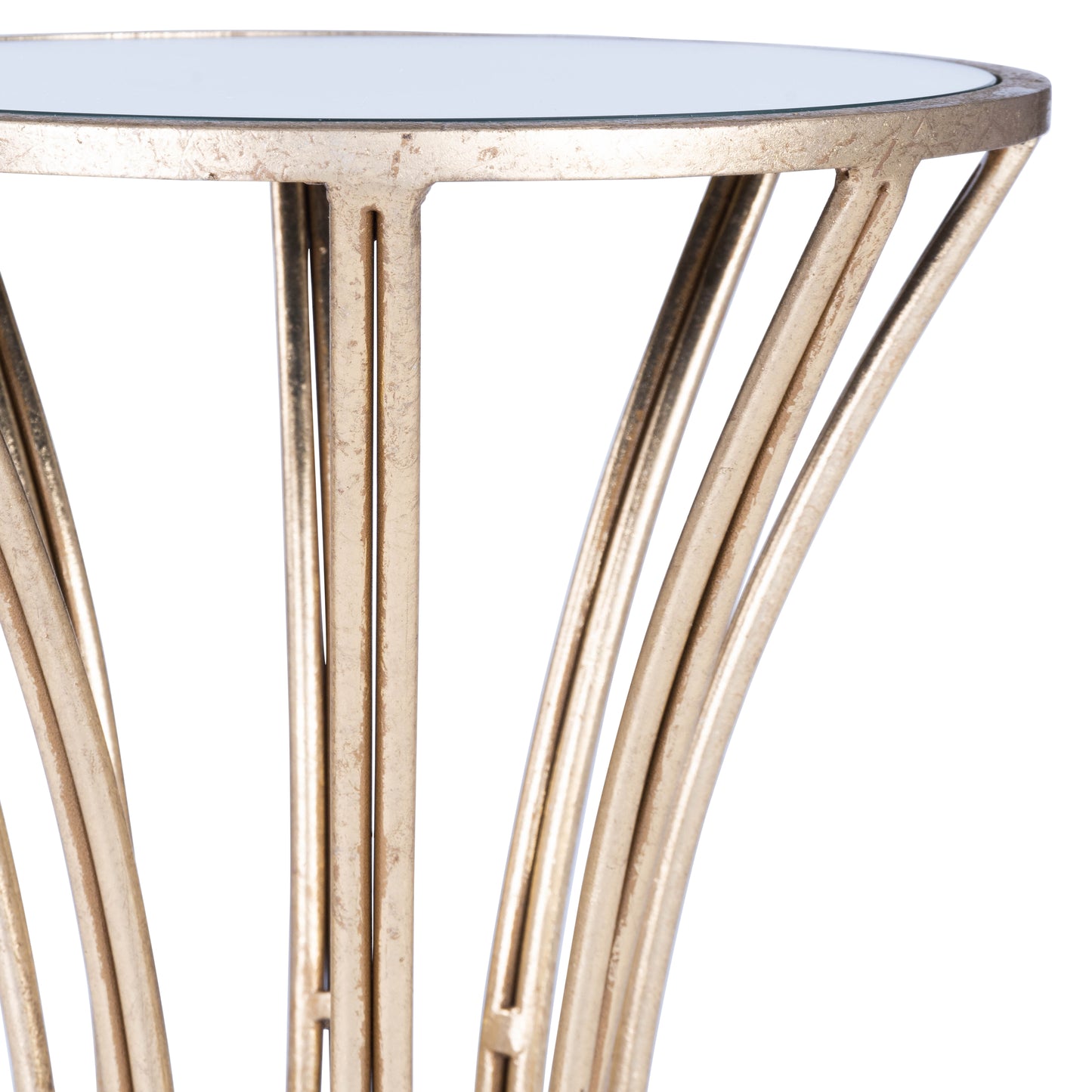 Butler Specialty Company Faruh 11.25 in. W Round Metal and Mirrored Glass Side Table, Silver