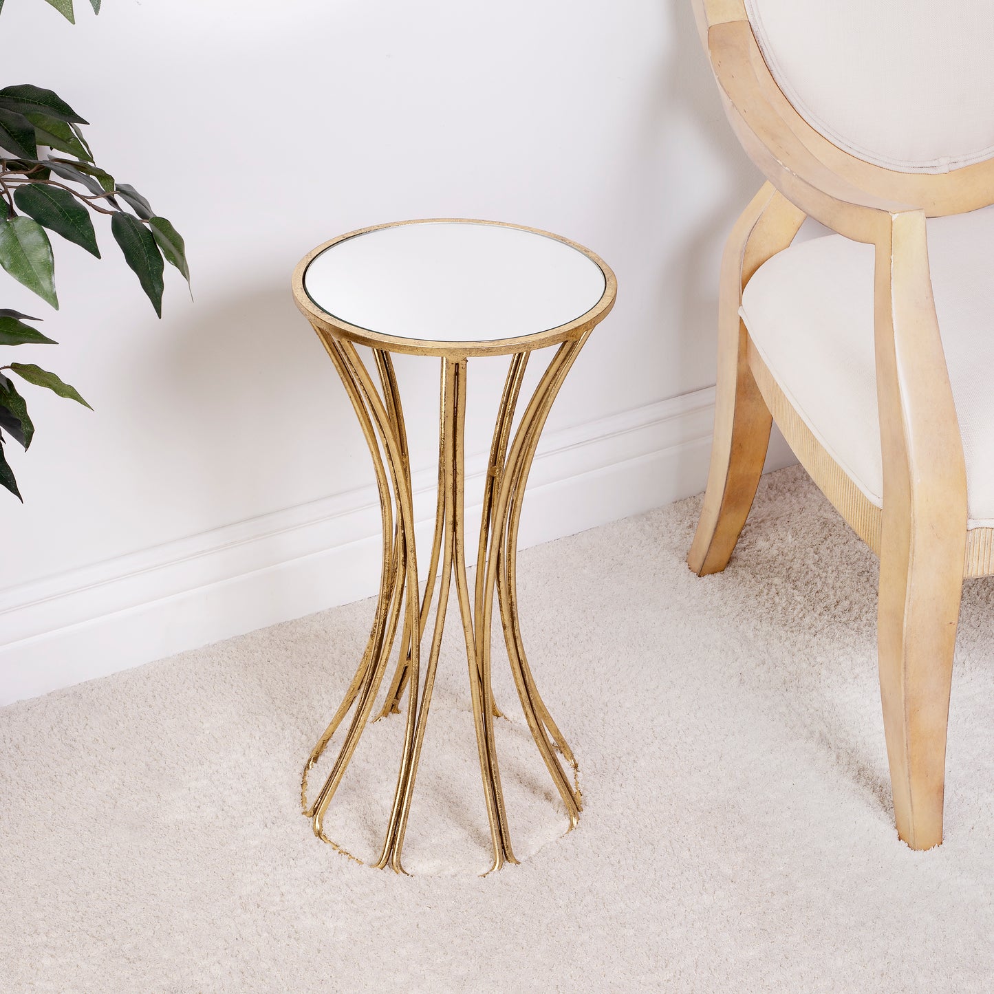 Butler Specialty Company Faruh 11.25 in. W Round Metal and Mirrored Glass Side Table, Silver