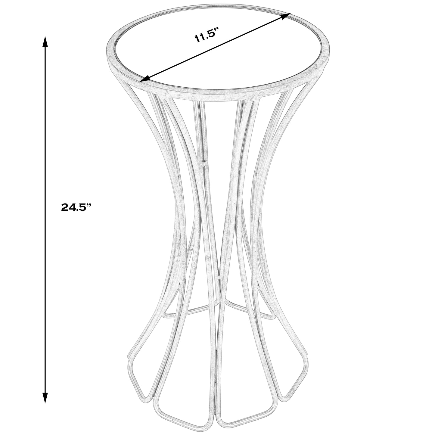 Butler Specialty Company Faruh 11.25 in. W Round Metal and Mirrored Glass Side Table, Silver