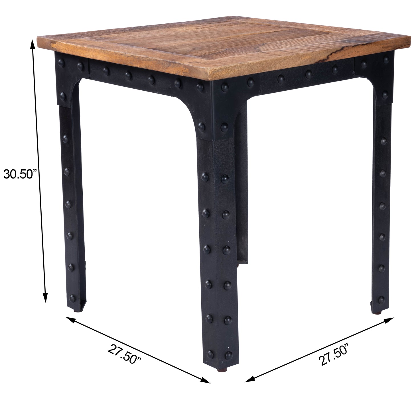 River Wood & Metal Square Dining Table in Natural Wood 5493330