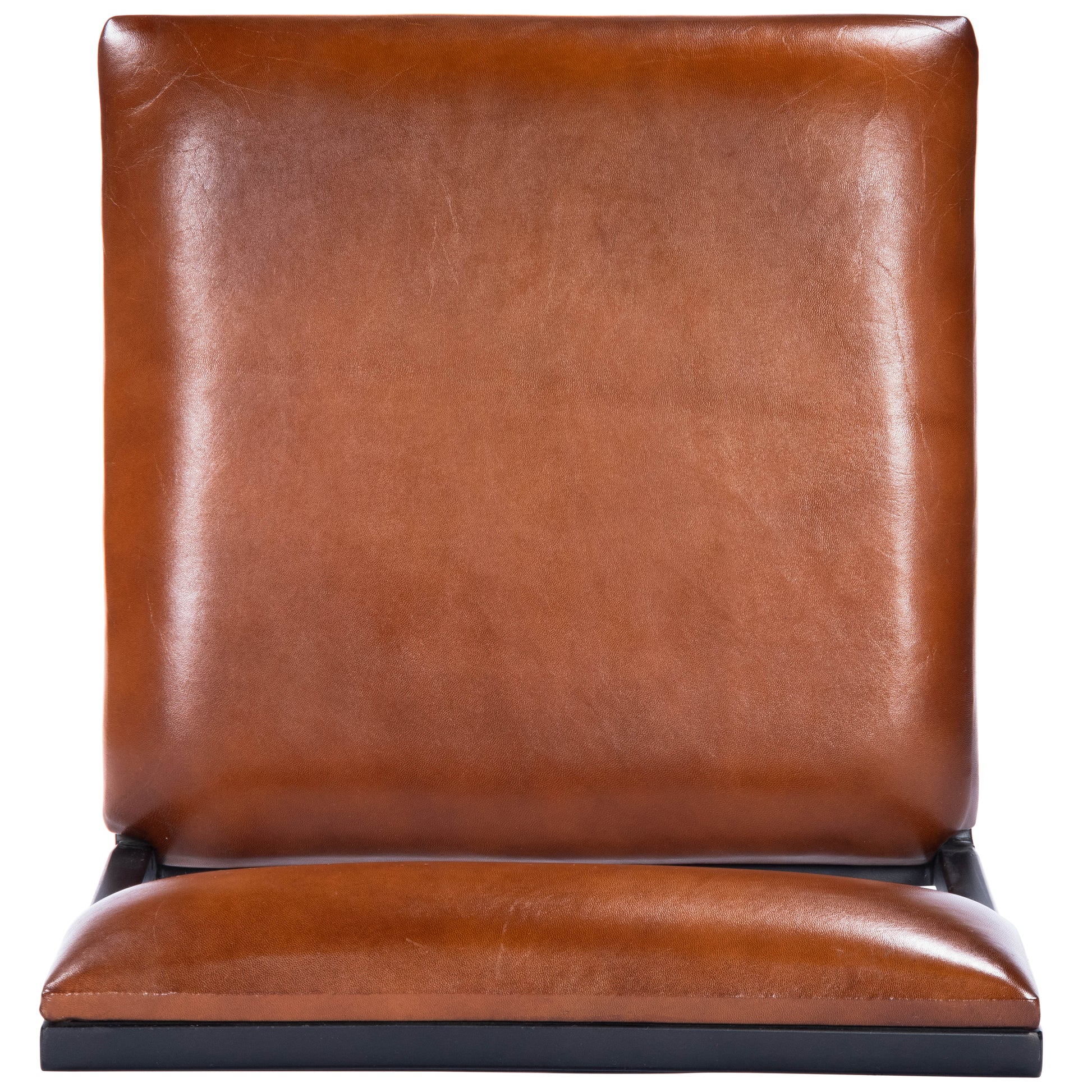 Butler Specialty Company Lazarus 27 in. Seat Height Leather and Metal Counter Stool, Medium Brown