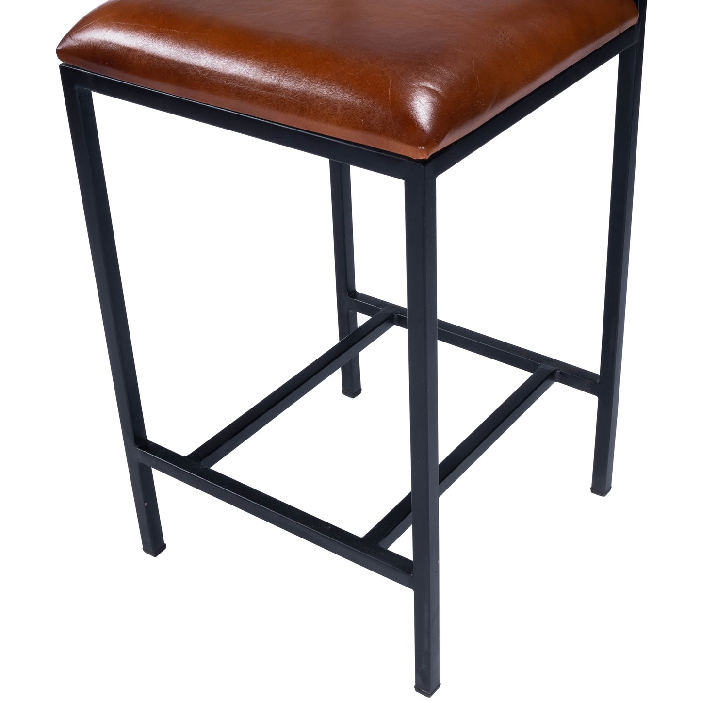 Butler Specialty Company Lazarus 27 in. Seat Height Leather and Metal Counter Stool, Medium Brown