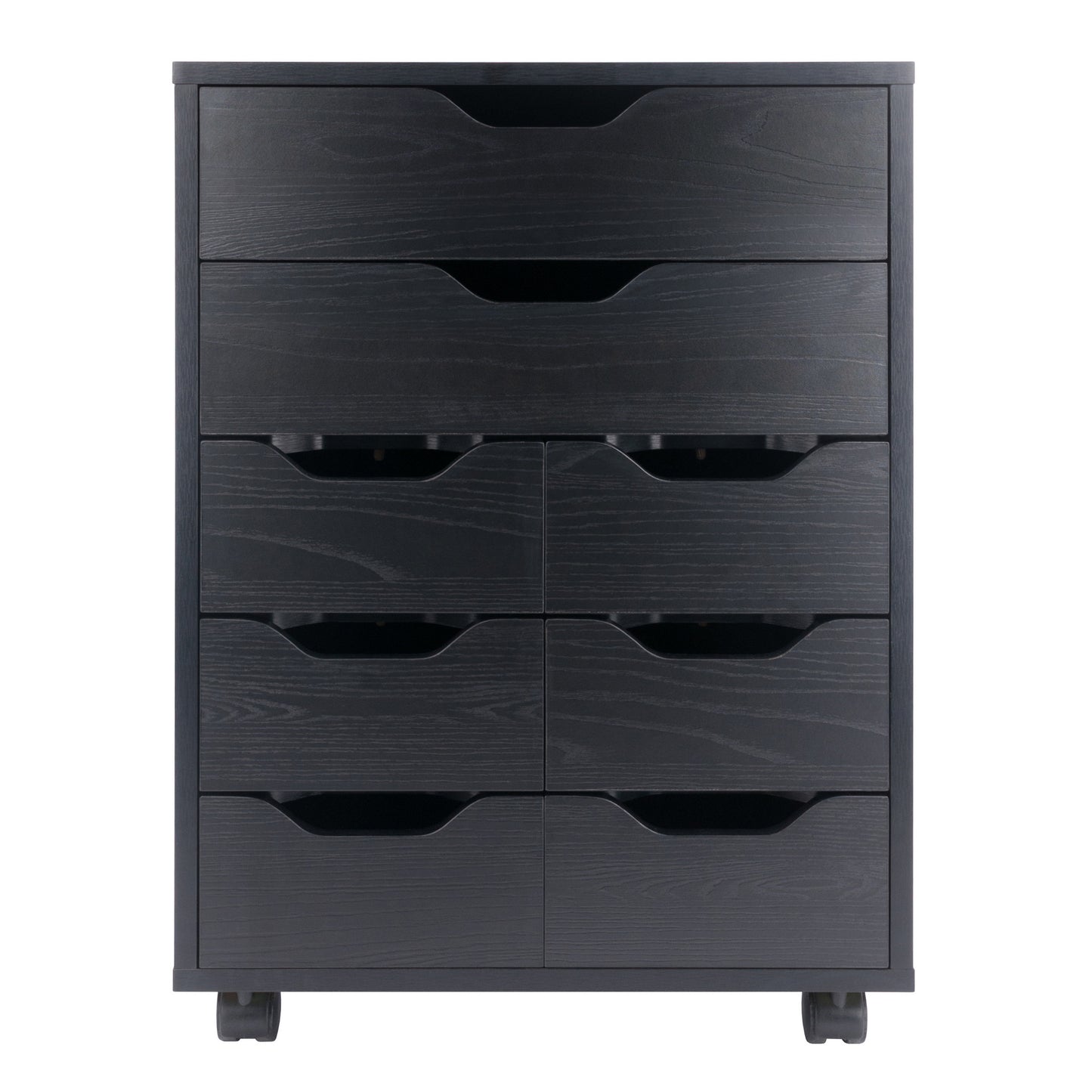Norfolk 6 Bins, 2 Drawer Mobile Cabinet, Black Finish