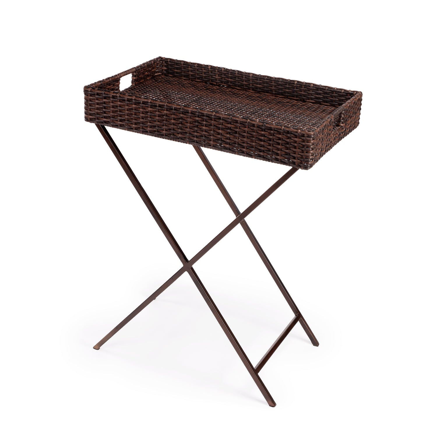 Fern Rattan Tray Table in Dark Brown 5509398