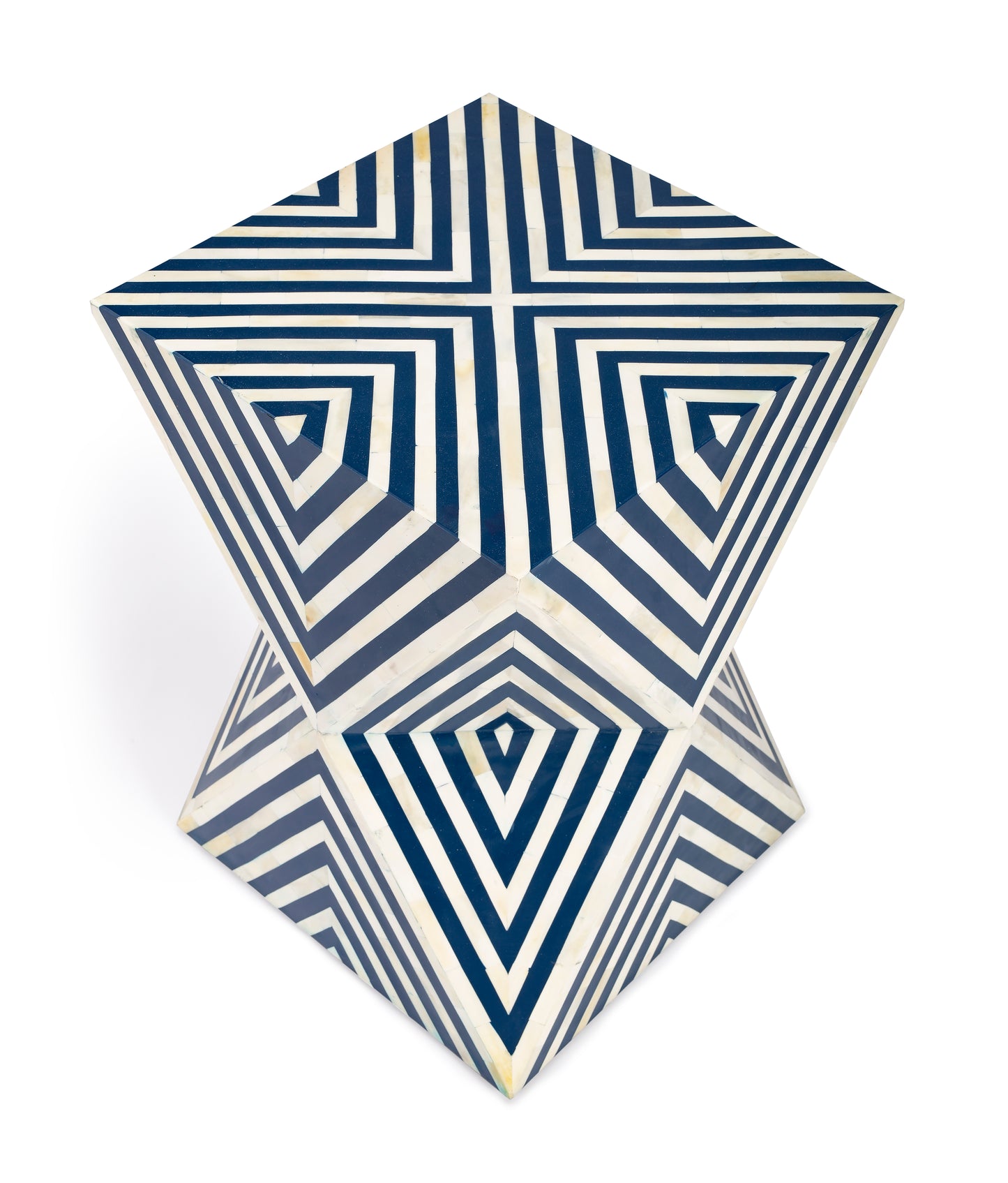 Anais Bone Inlay Side Table in Navy Blue and White 5510319