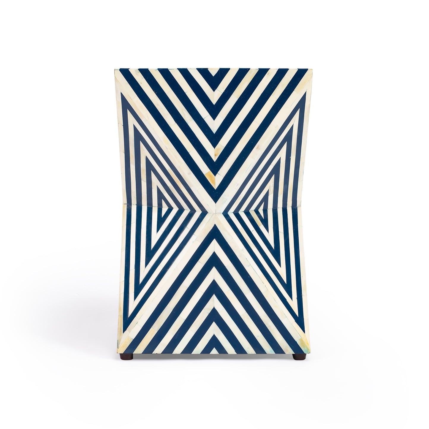 Anais Bone Inlay Side Table in Navy Blue and White 5510319