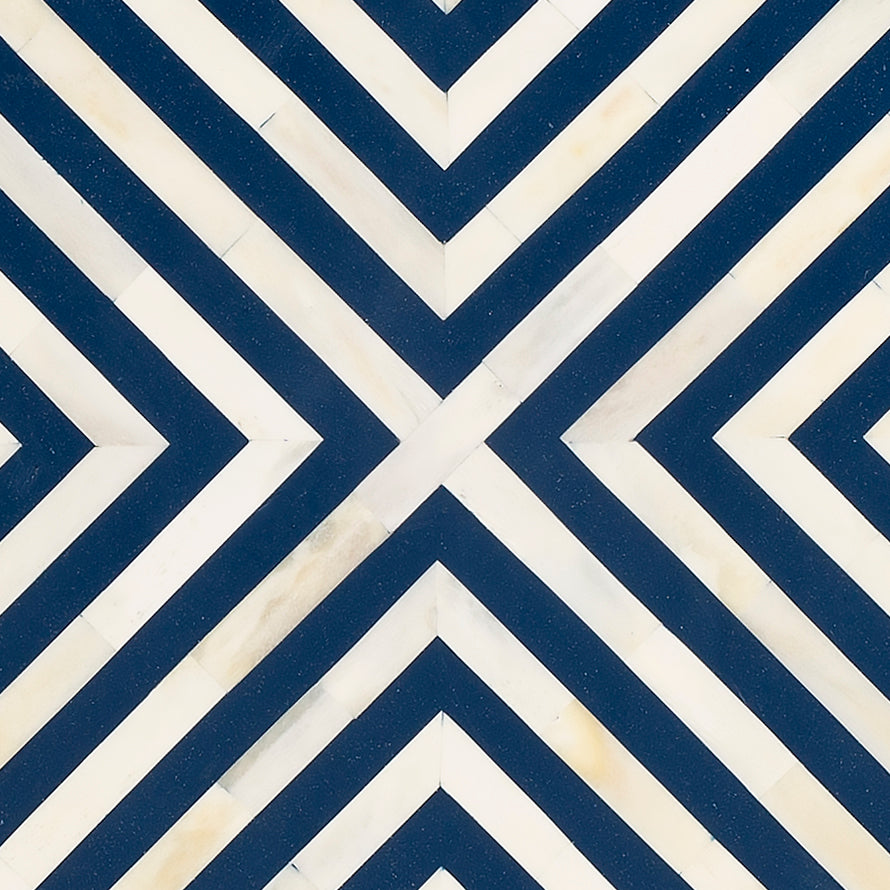 Anais Bone Inlay Side Table in Navy Blue and White 5510319