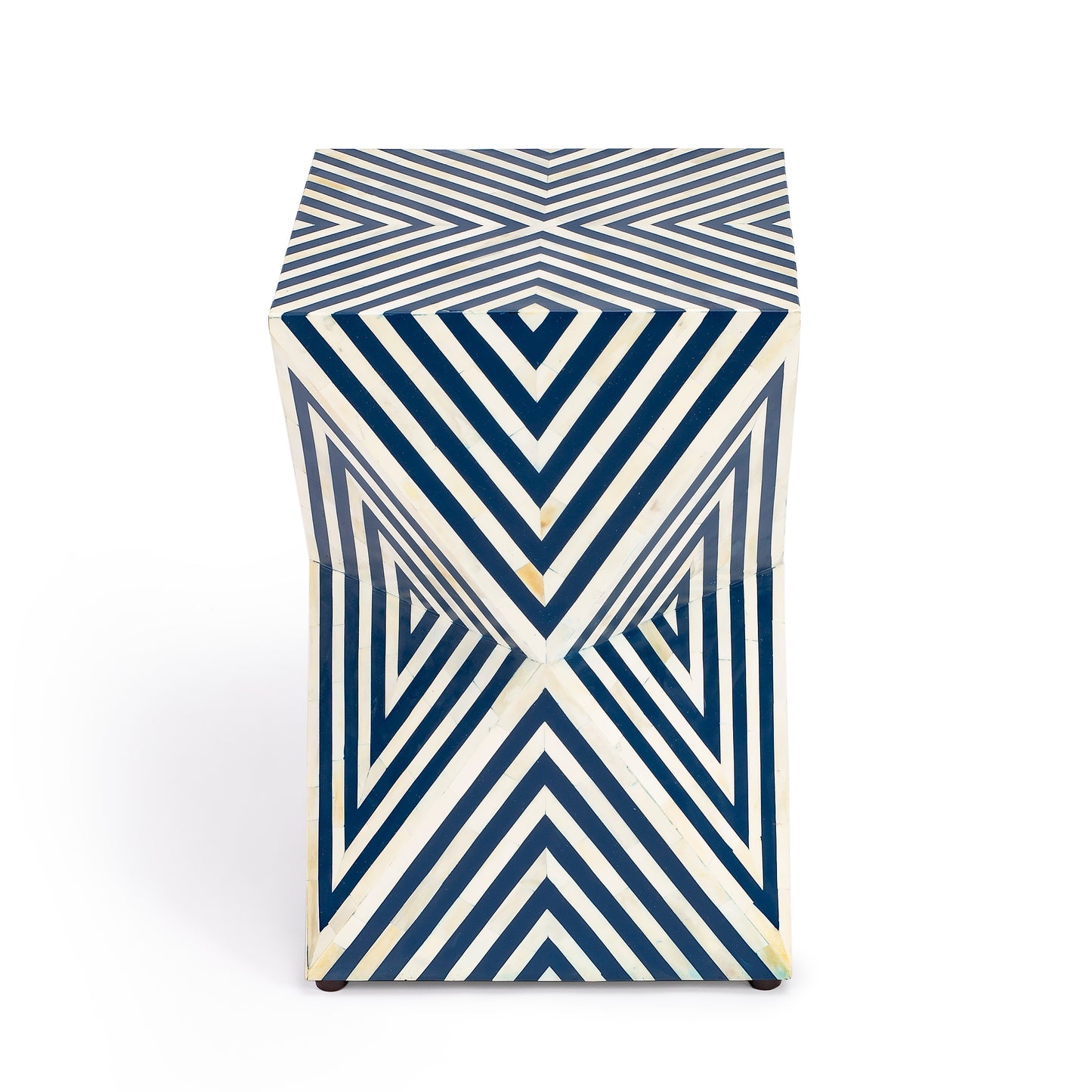 Anais Bone Inlay Side Table in Navy Blue and White 5510319