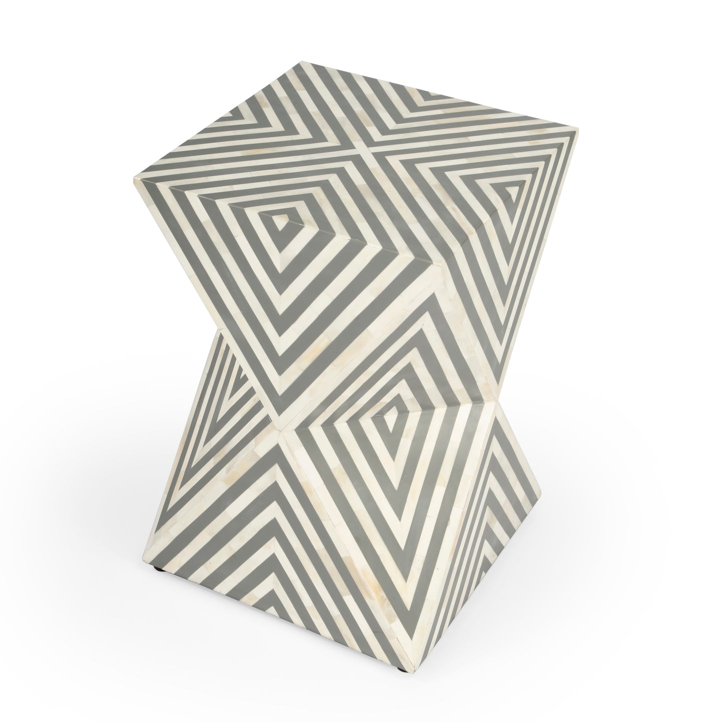 Butler Specialty Company Anais 14.25 in. W Square Bone Inlay Contemporary Side Table, Gray and White