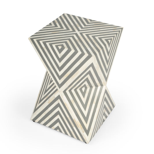 Butler Specialty Company Anais 14.25 in. W Square Bone Inlay Contemporary Side Table, Gray and White