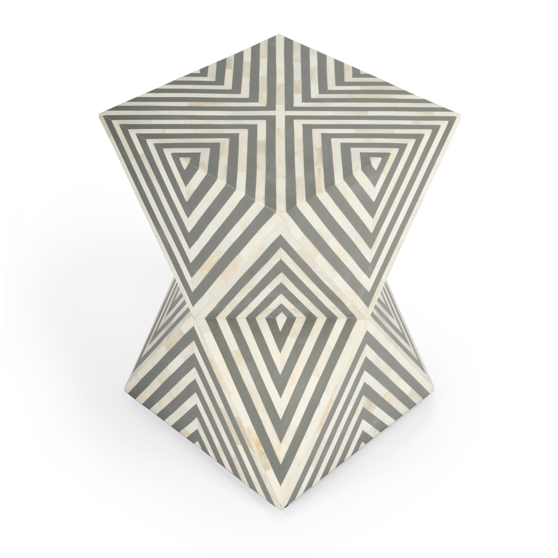 Butler Specialty Company Anais 14.25 in. W Square Bone Inlay Contemporary Side Table, Gray and White