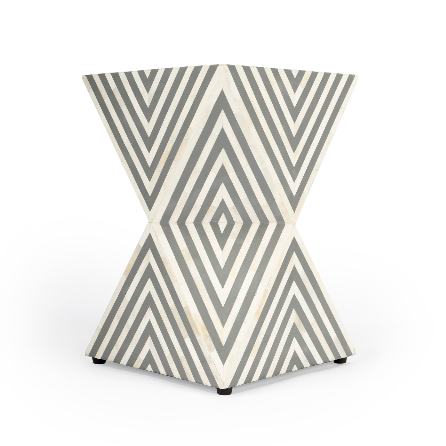 Butler Specialty Company Anais 14.25 in. W Square Bone Inlay Contemporary Side Table, Gray and White