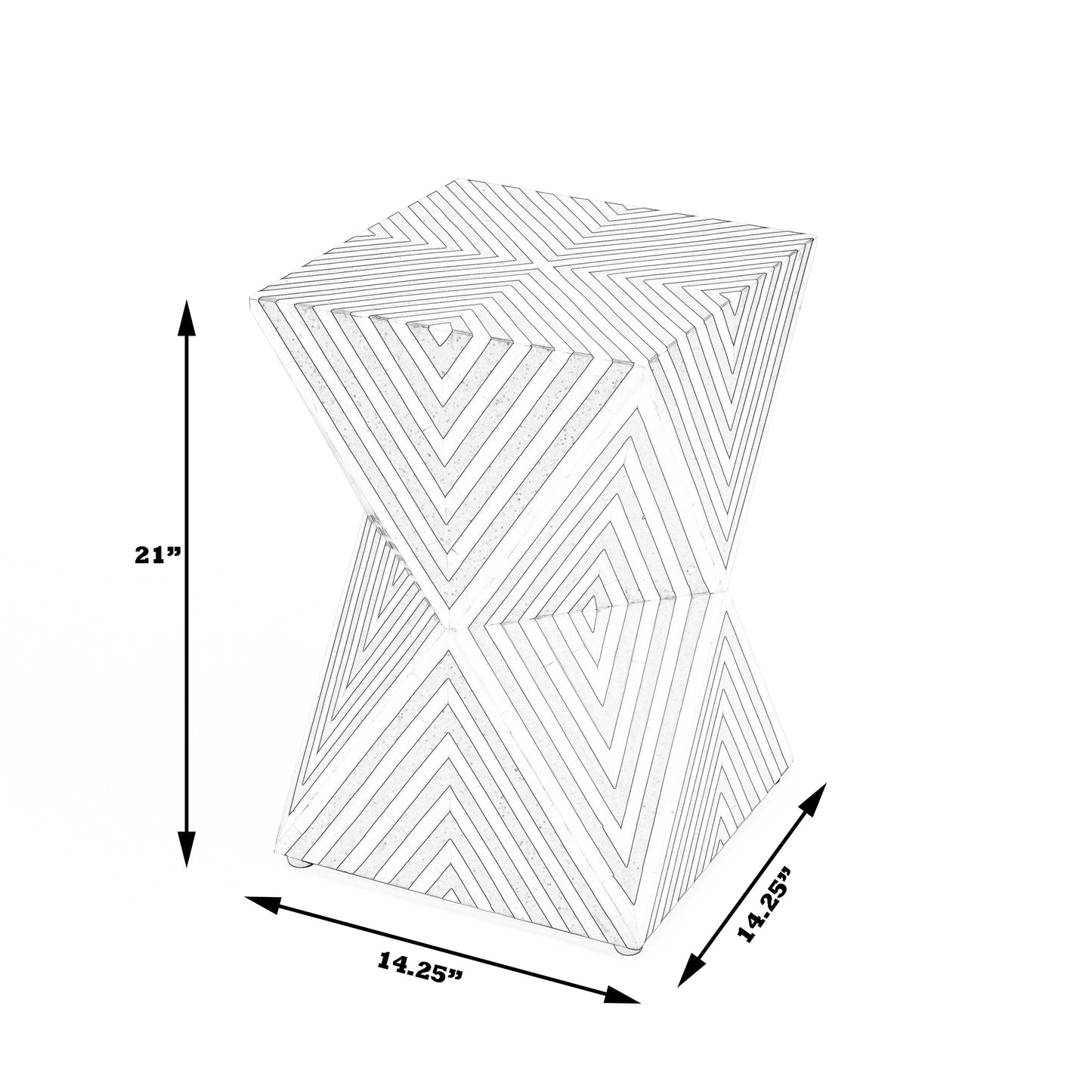 Butler Specialty Company Anais 14.25 in. W Square Bone Inlay Contemporary Side Table, Gray and White