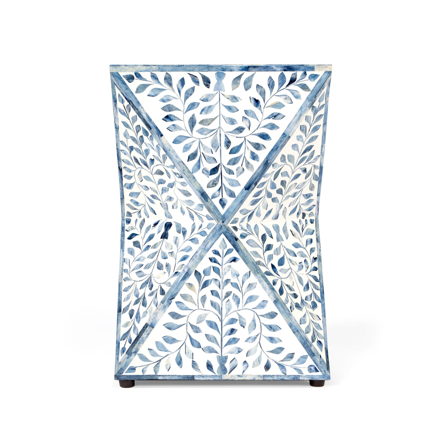 Butler Specialty Company Trubadur 14.25 in. W Square Bone Inlay Contempoary Side Table, Sky Blue and White