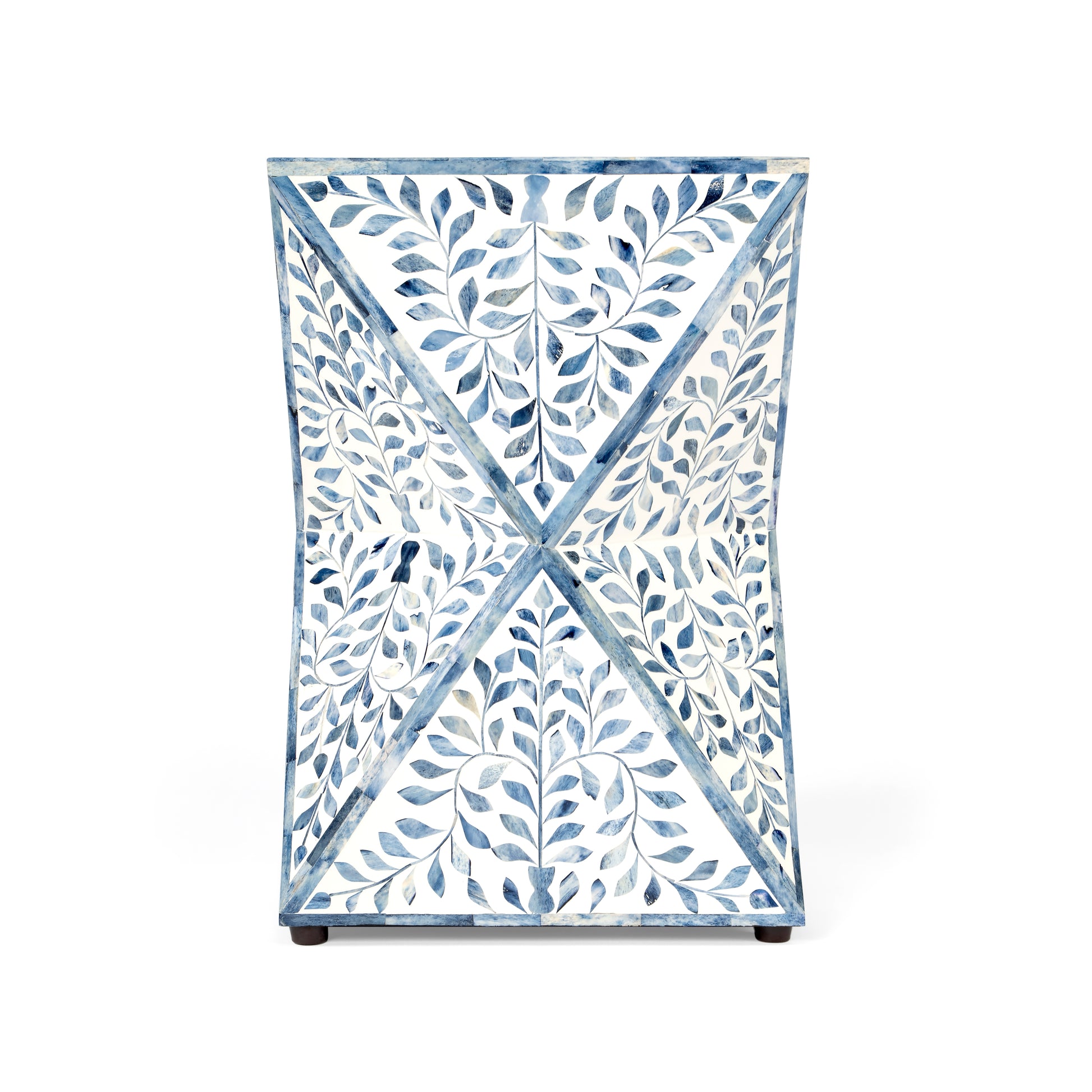 Butler Specialty Company Trubadur 14.25 in. W Square Bone Inlay Contempoary Side Table, Sky Blue and White