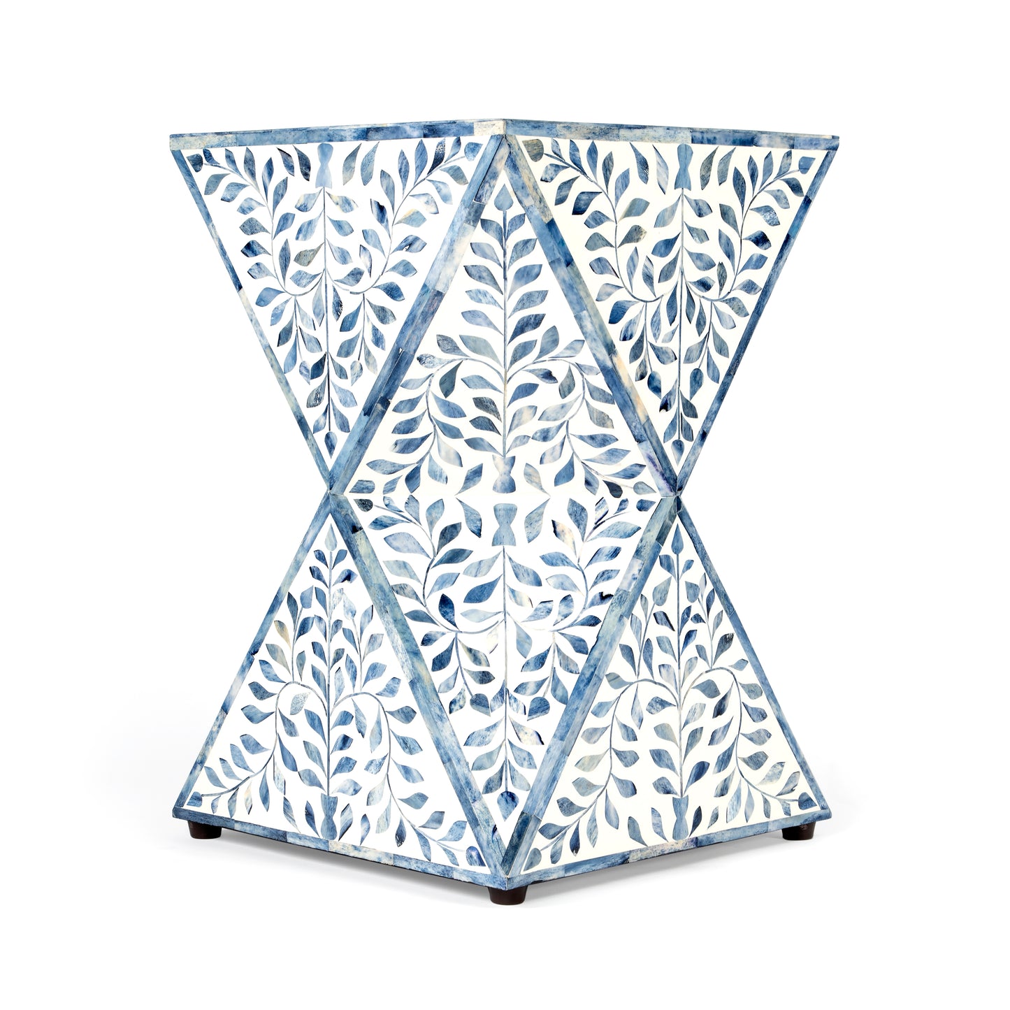 Butler Specialty Company Trubadur 14.25 in. W Square Bone Inlay Contempoary Side Table, Sky Blue and White