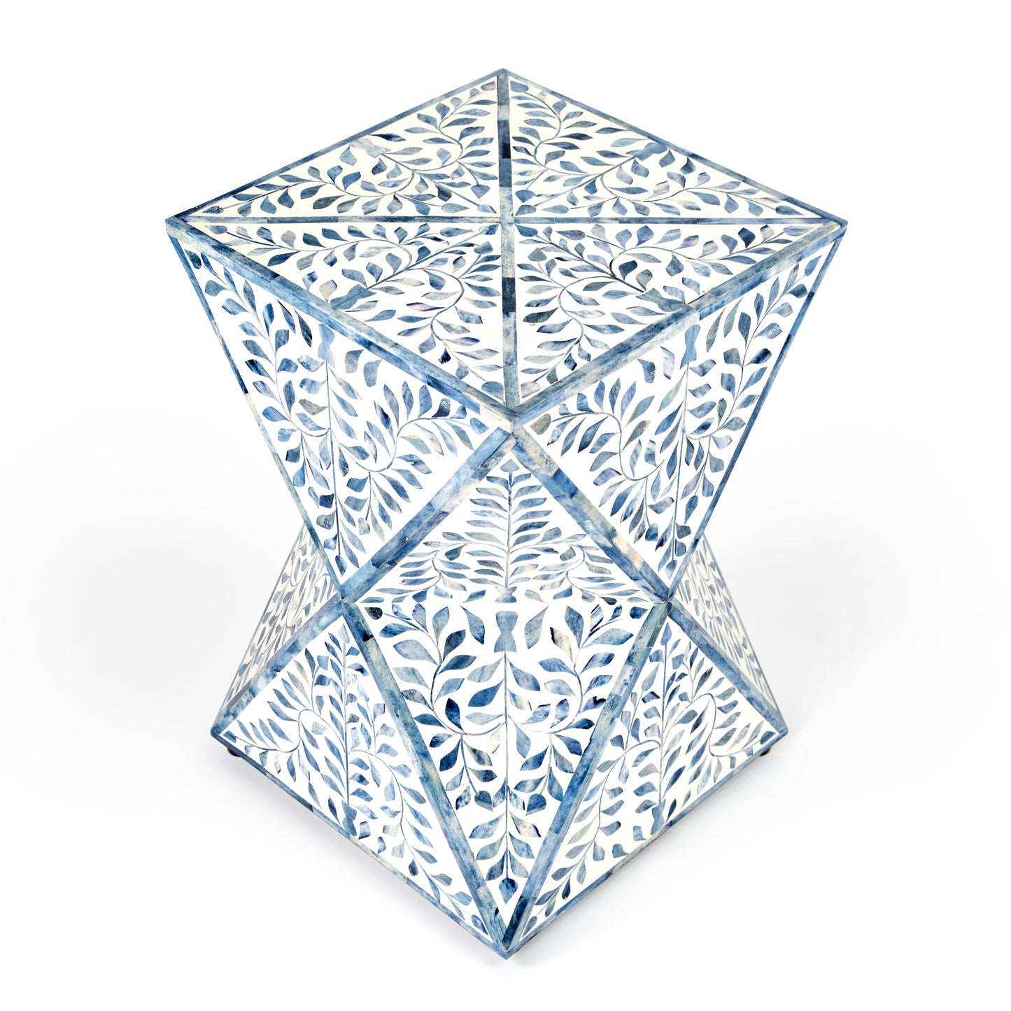 Butler Specialty Company Trubadur 14.25 in. W Square Bone Inlay Contempoary Side Table, Sky Blue and White