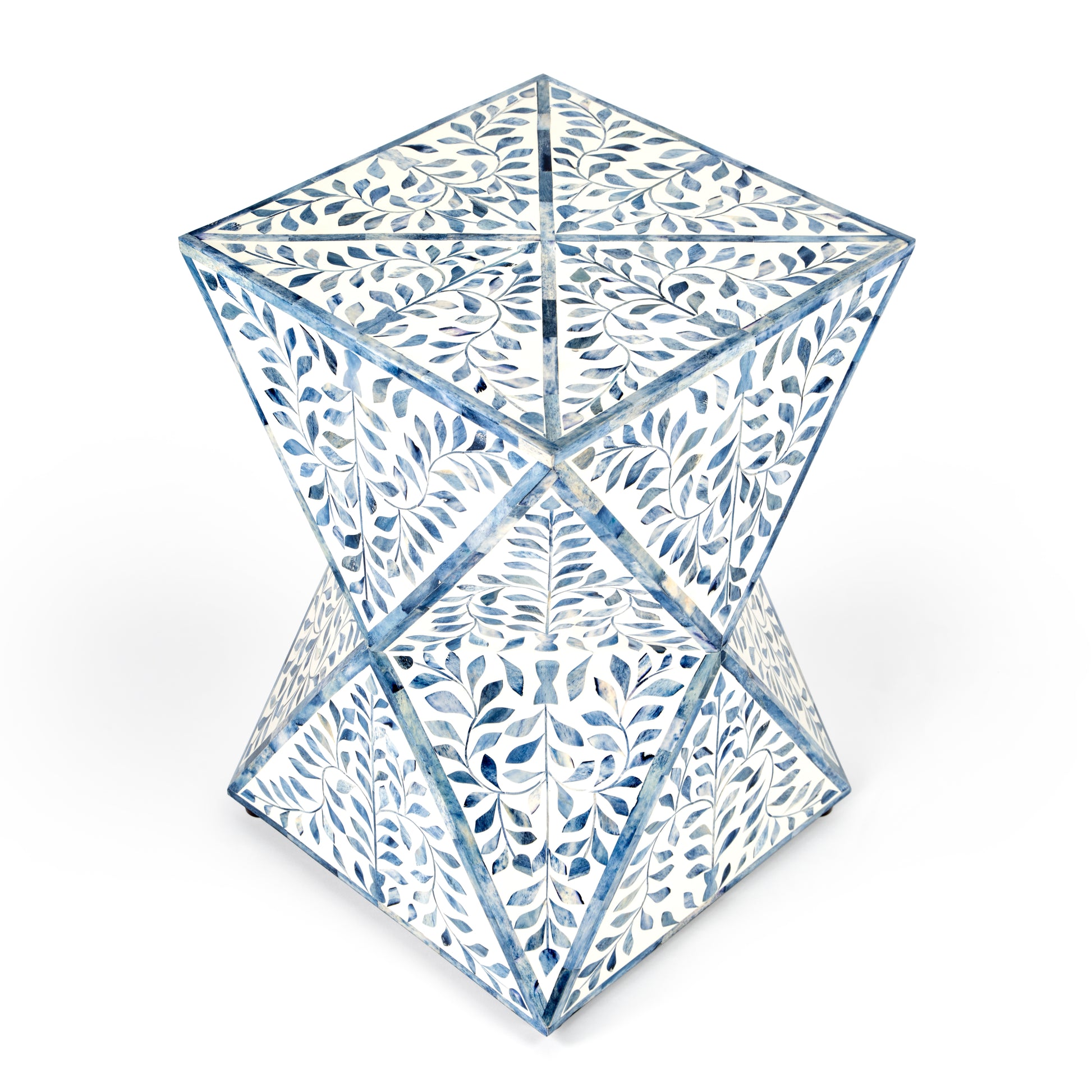 Butler Specialty Company Trubadur 14.25 in. W Square Bone Inlay Contempoary Side Table, Sky Blue and White