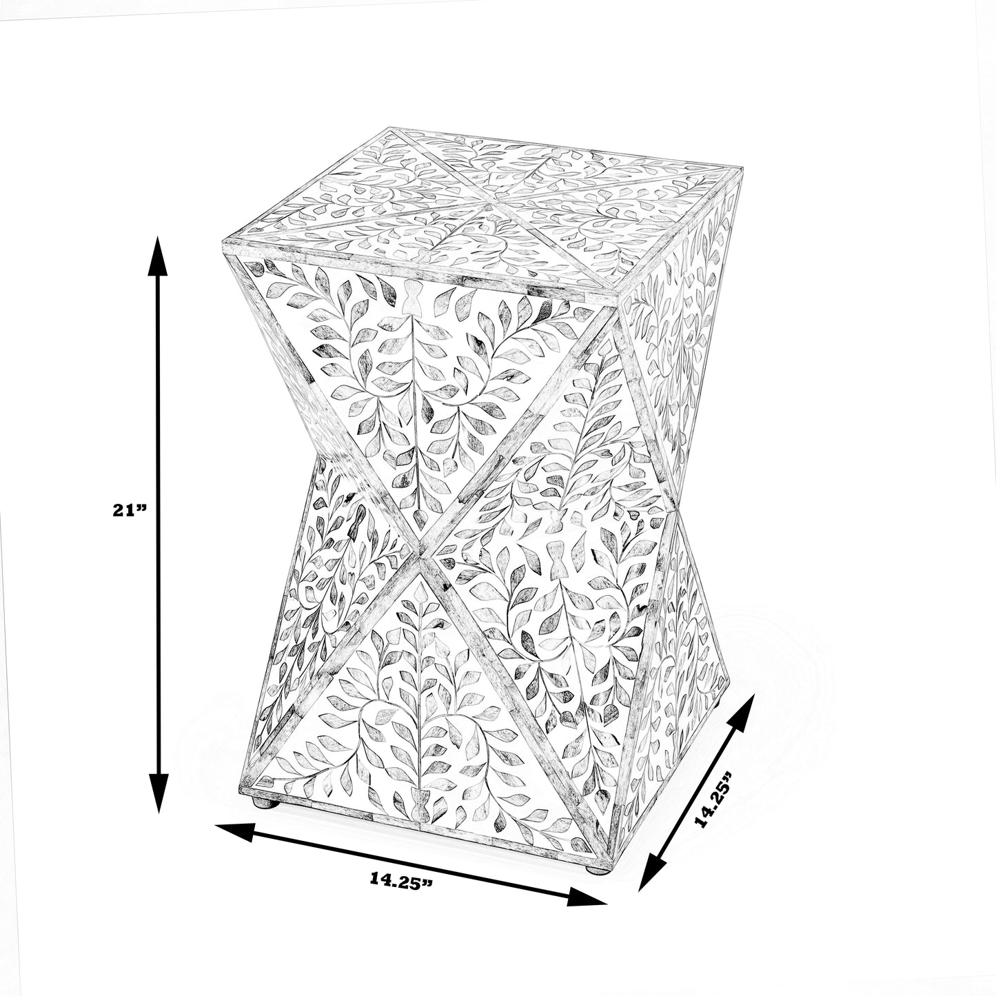 Butler Specialty Company Trubadur 14.25 in. W Square Bone Inlay Contempoary Side Table, Sky Blue and White