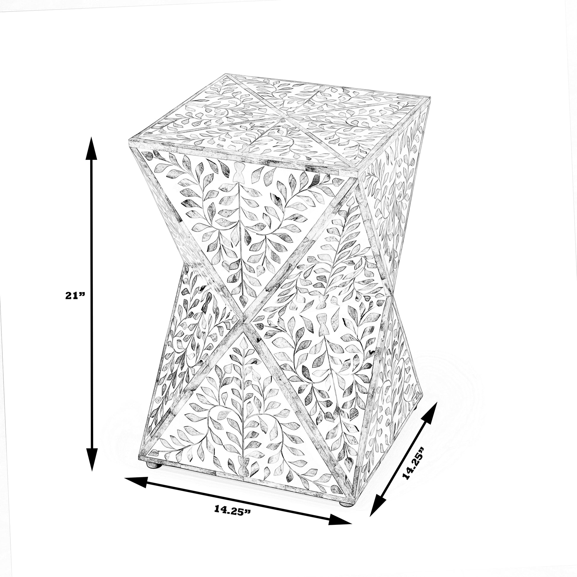 Butler Specialty Company Trubadur 14.25 in. W Square Bone Inlay Contempoary Side Table, Sky Blue and White