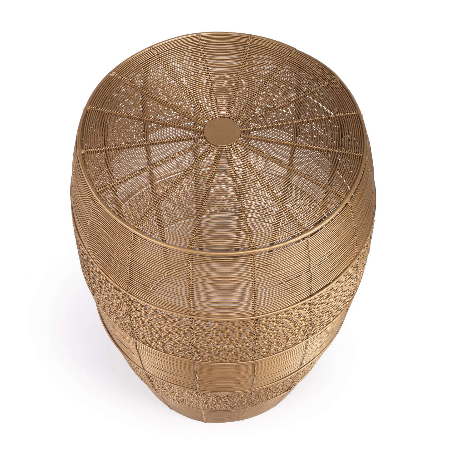 Butler Specialty Company Bellarose 15 in. W Round Metal Wire Decorative End Table, Gold