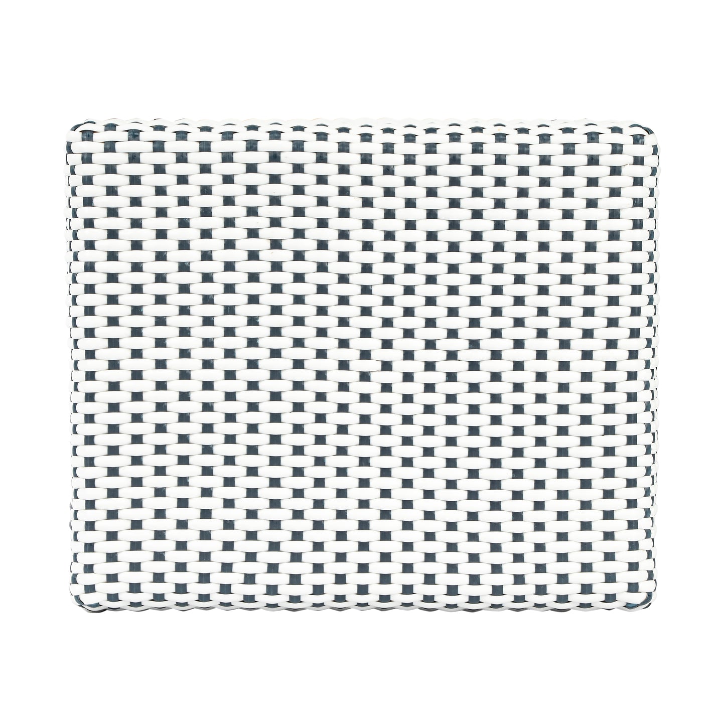 Butler Specialty Company Robias 24.5 in. Seat Height Rectangular Rattan Backless Counter Stool with Footrest, White and Navy Dot