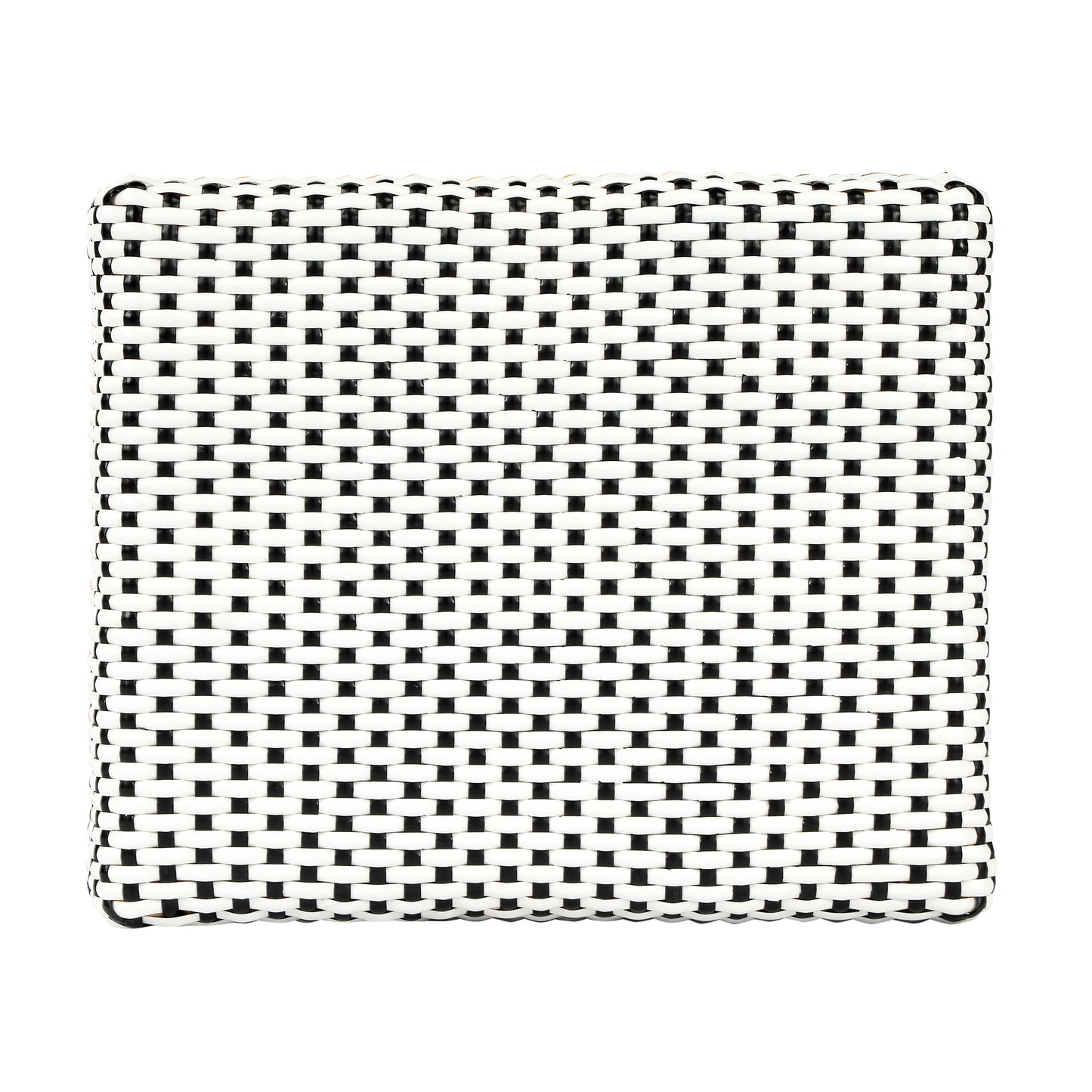 Butler Specialty Company Robias 24.5 in. Seat Height Rectangular Rattan Backless Counter Stool with Footrest, White and Black Dot