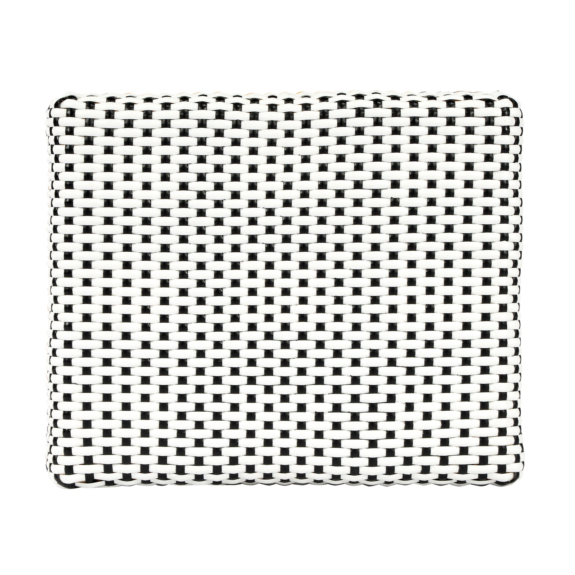 Butler Specialty Company Robias 24.5 in. Seat Height Rectangular Rattan Backless Counter Stool with Footrest, White and Black Dot