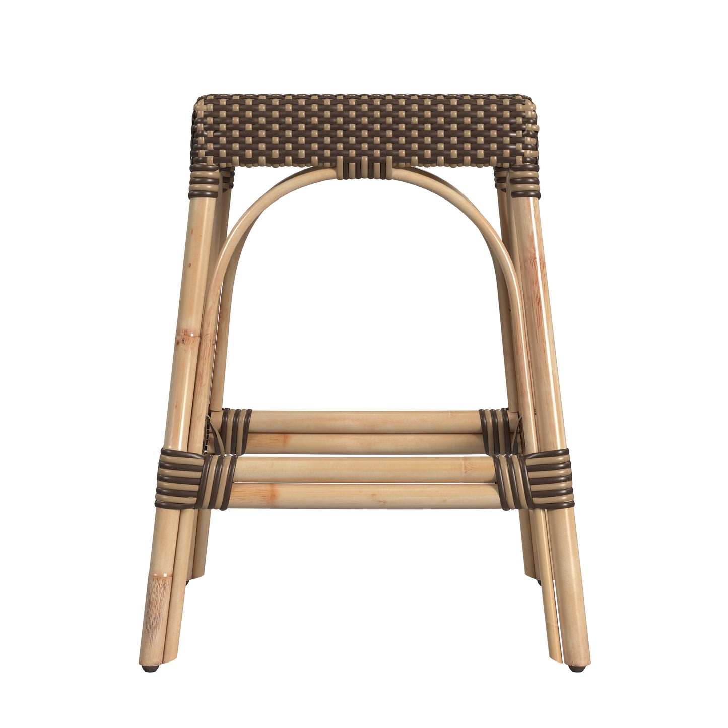 Robias Rectangular Rattan 24.5" Counter Stool in Brown and Tan Dot 5513354