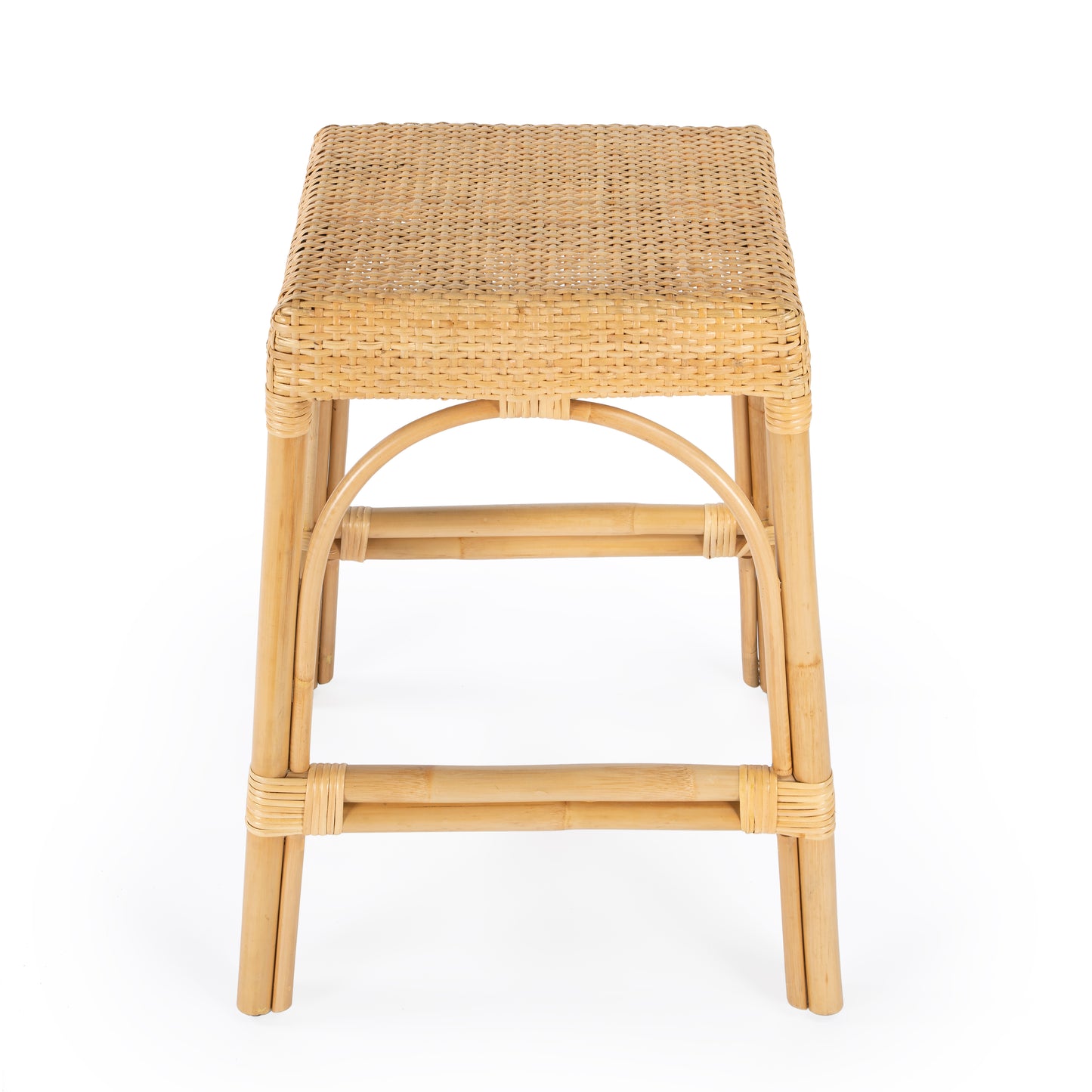 Butler Specialty Company Robias 24.5 in. Seat Height Rectangular Rattan Backless Counter Stool with Footrest, Natural