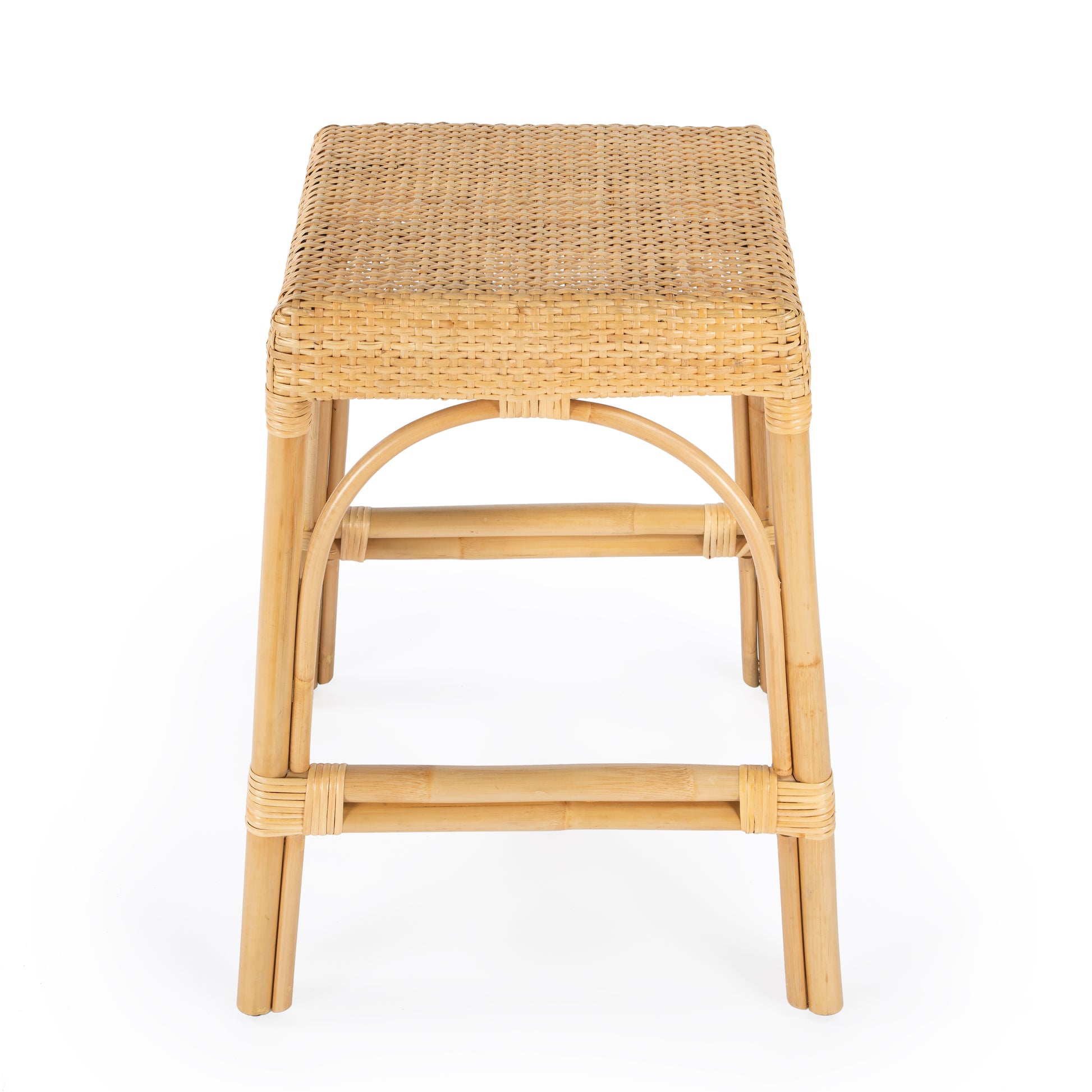 Butler Specialty Company Robias 24.5 in. Seat Height Rectangular Rattan Backless Counter Stool with Footrest, Natural