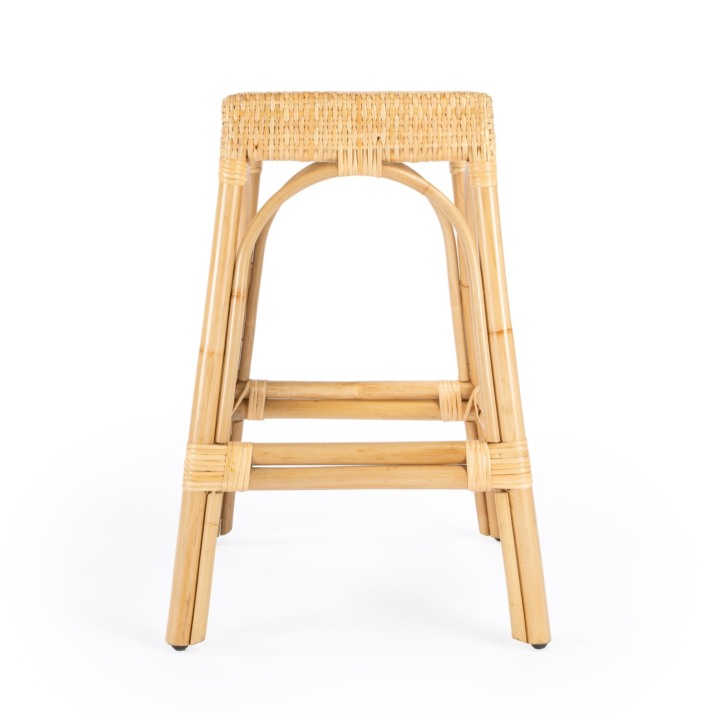 Butler Specialty Company Robias 24.5 in. Seat Height Rectangular Rattan Backless Counter Stool with Footrest, Natural