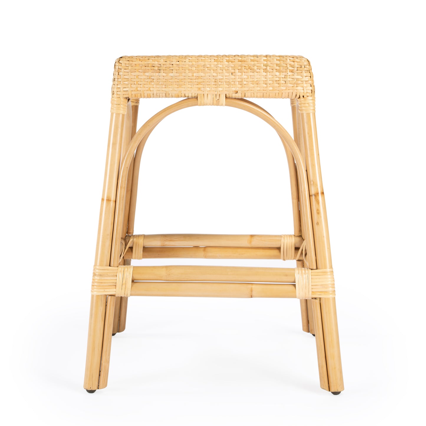 Butler Specialty Company Robias 24.5 in. Seat Height Rectangular Rattan Backless Counter Stool with Footrest, Natural