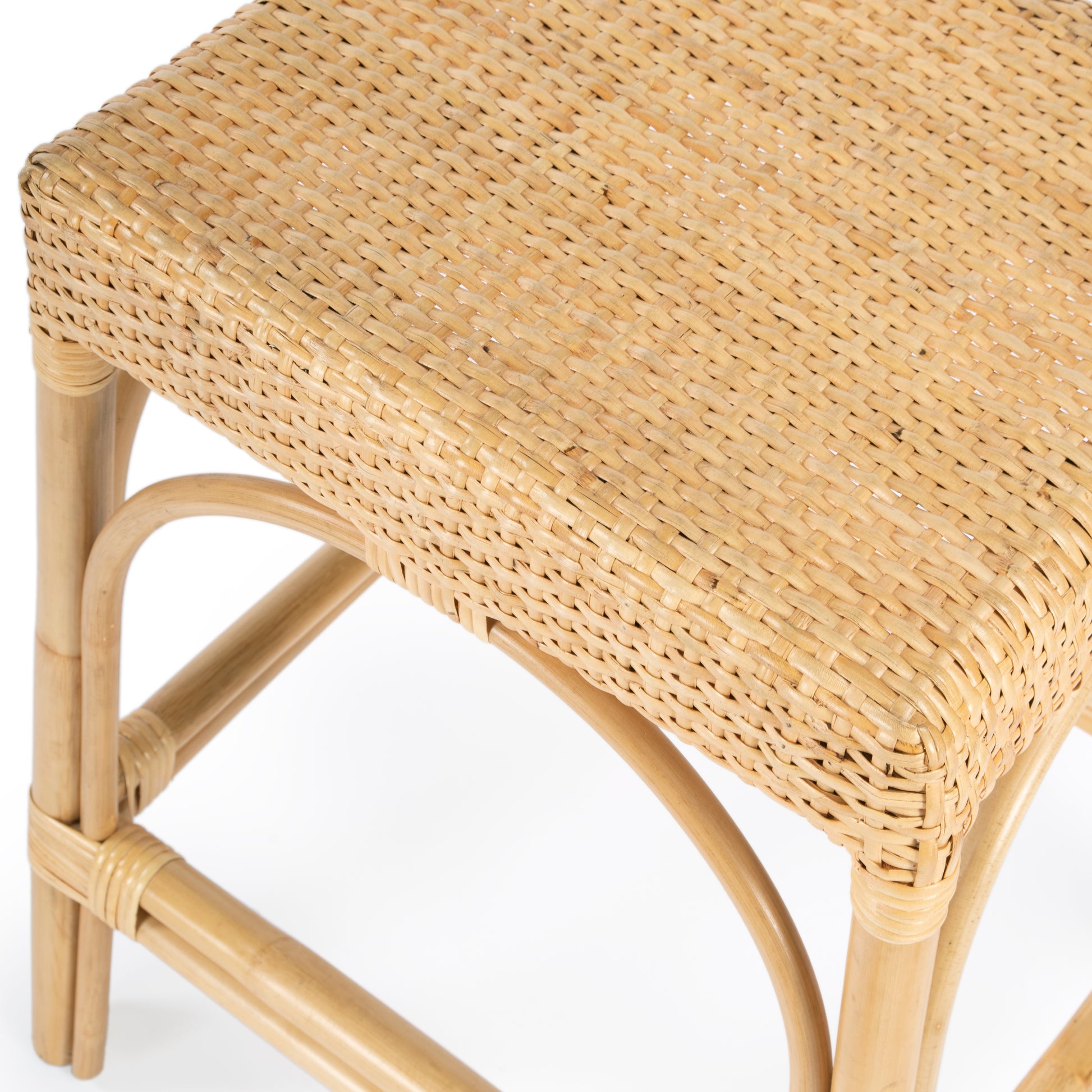 Butler Specialty Company Robias 24.5 in. Seat Height Rectangular Rattan Backless Counter Stool with Footrest, Natural