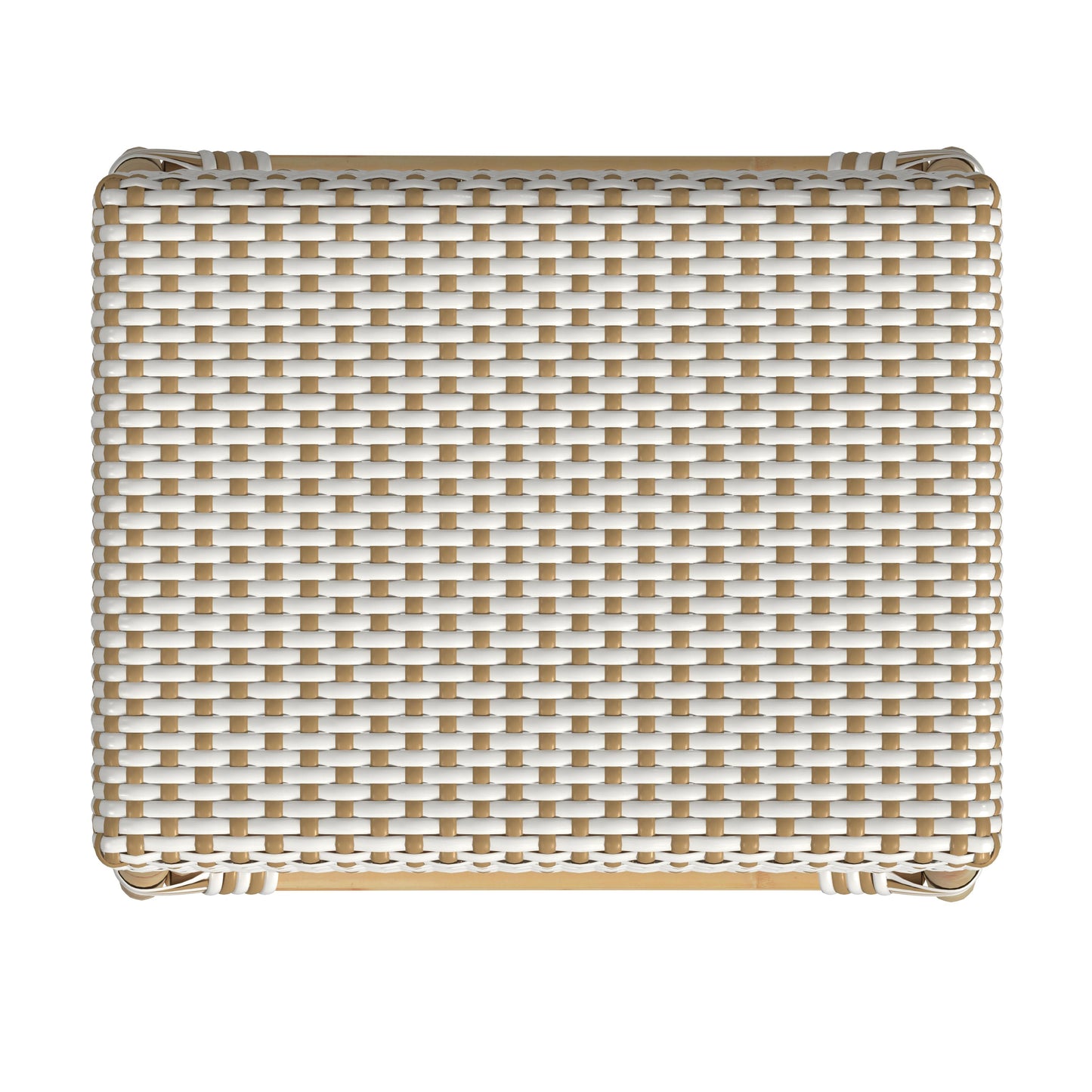 Butler Specialty Company Robias 24.5 in. Seat Height Rectangular Rattan Backless Counter Stool with Footrest, White and Tan Dot