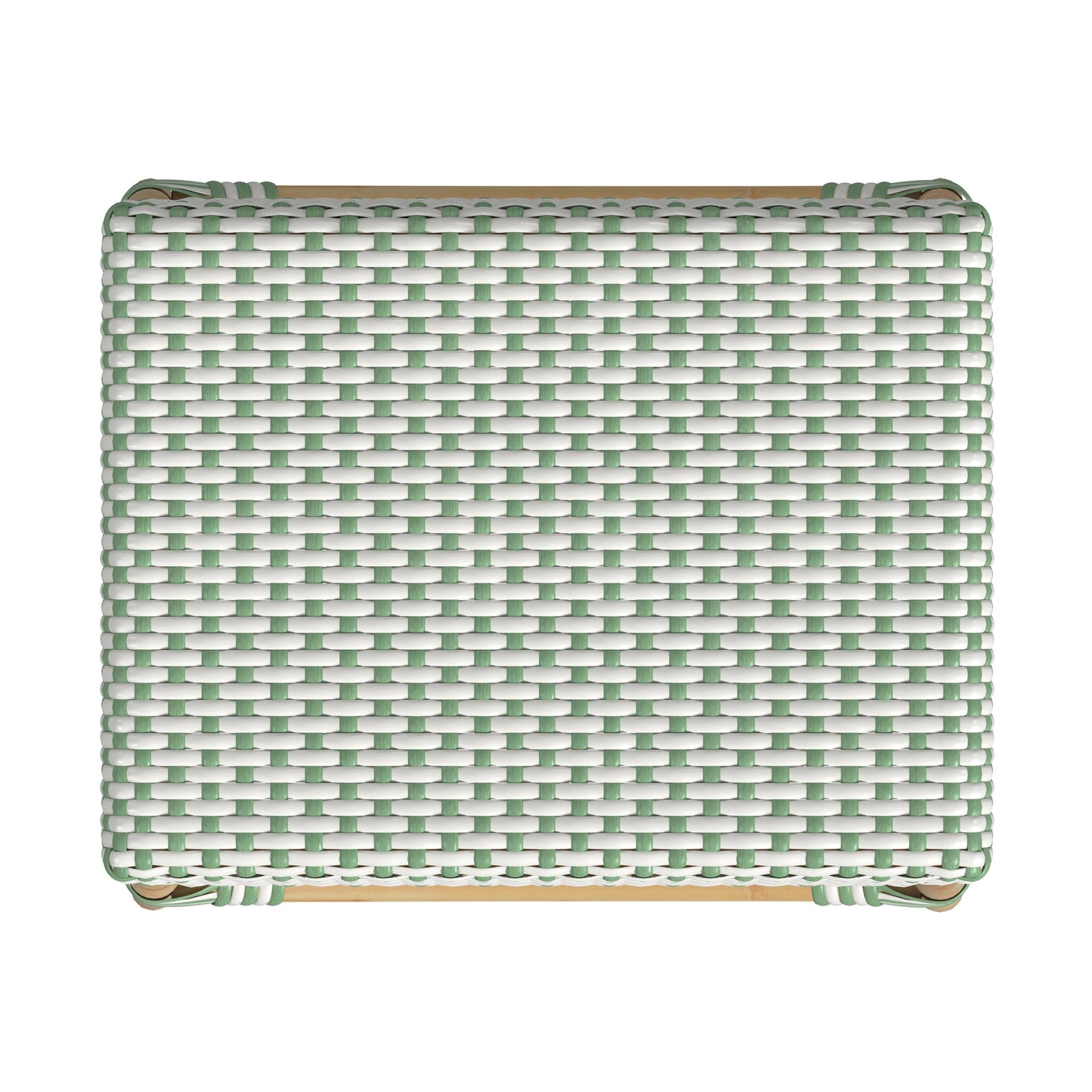 Butler Specialty Company Robias 24.5 in. Seat Height Rectangular Rattan Backless Counter Stool with Footrest, White and Green Dot