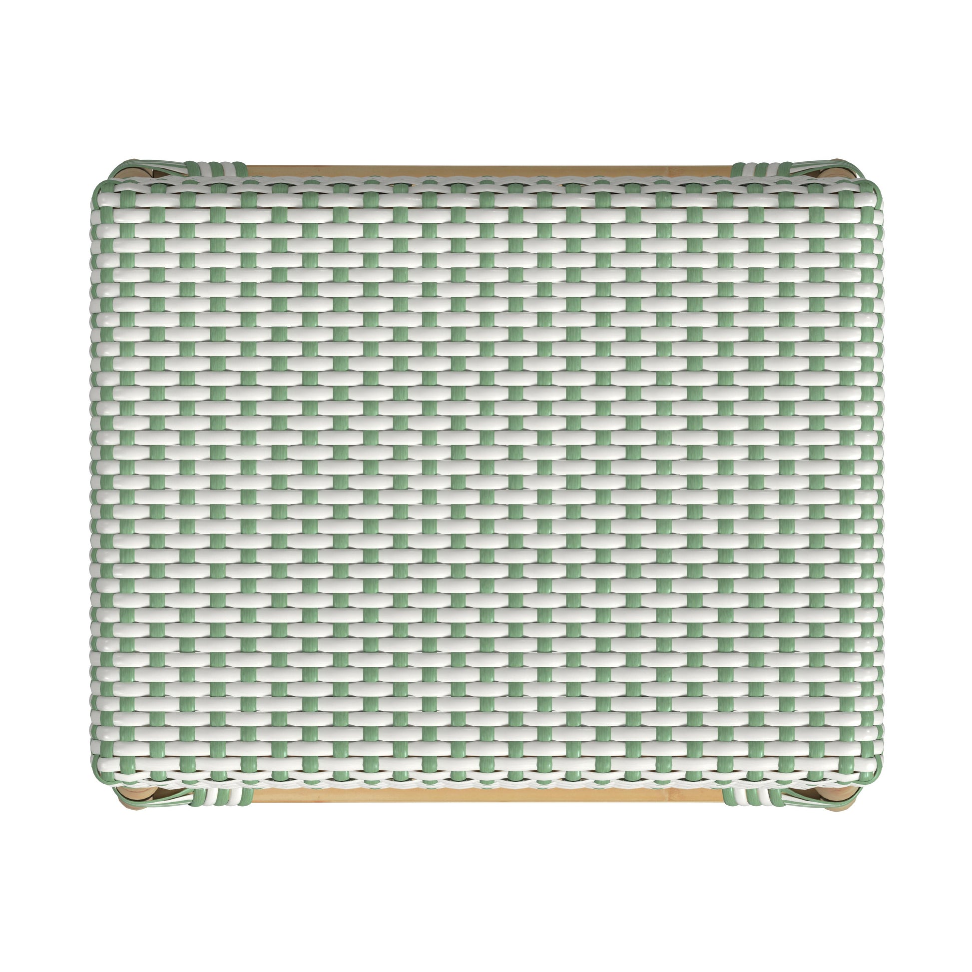 Butler Specialty Company Robias 24.5 in. Seat Height Rectangular Rattan Backless Counter Stool with Footrest, White and Green Dot