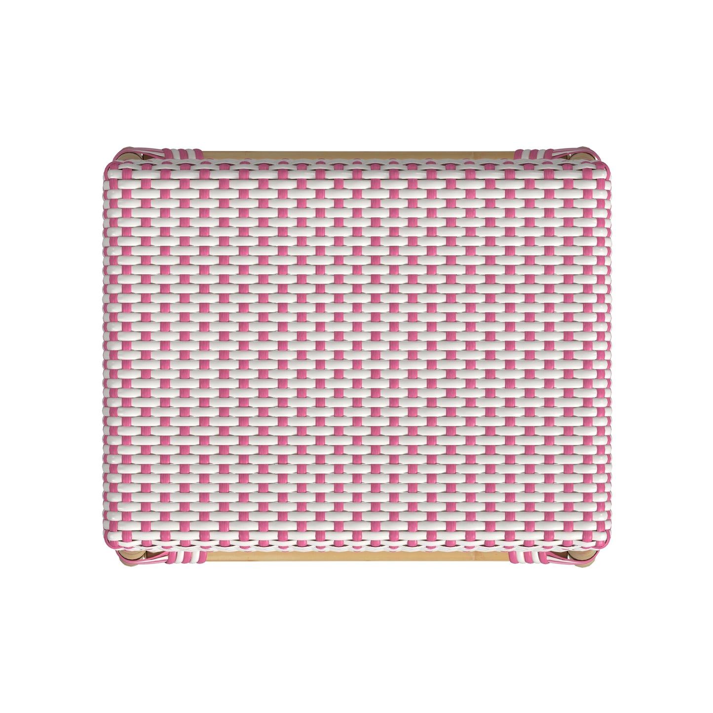 Butler Specialty Company Robias 24.5 in. Seat Height Rectangular Rattan Backless Counter Stool with Footrest, White and Pink Dot