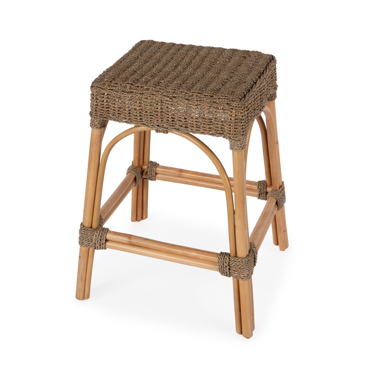 Robias 24.5 Rectangular Rattan & Mendong Grass 24.5" Counter Stool in Light Brown 5513441