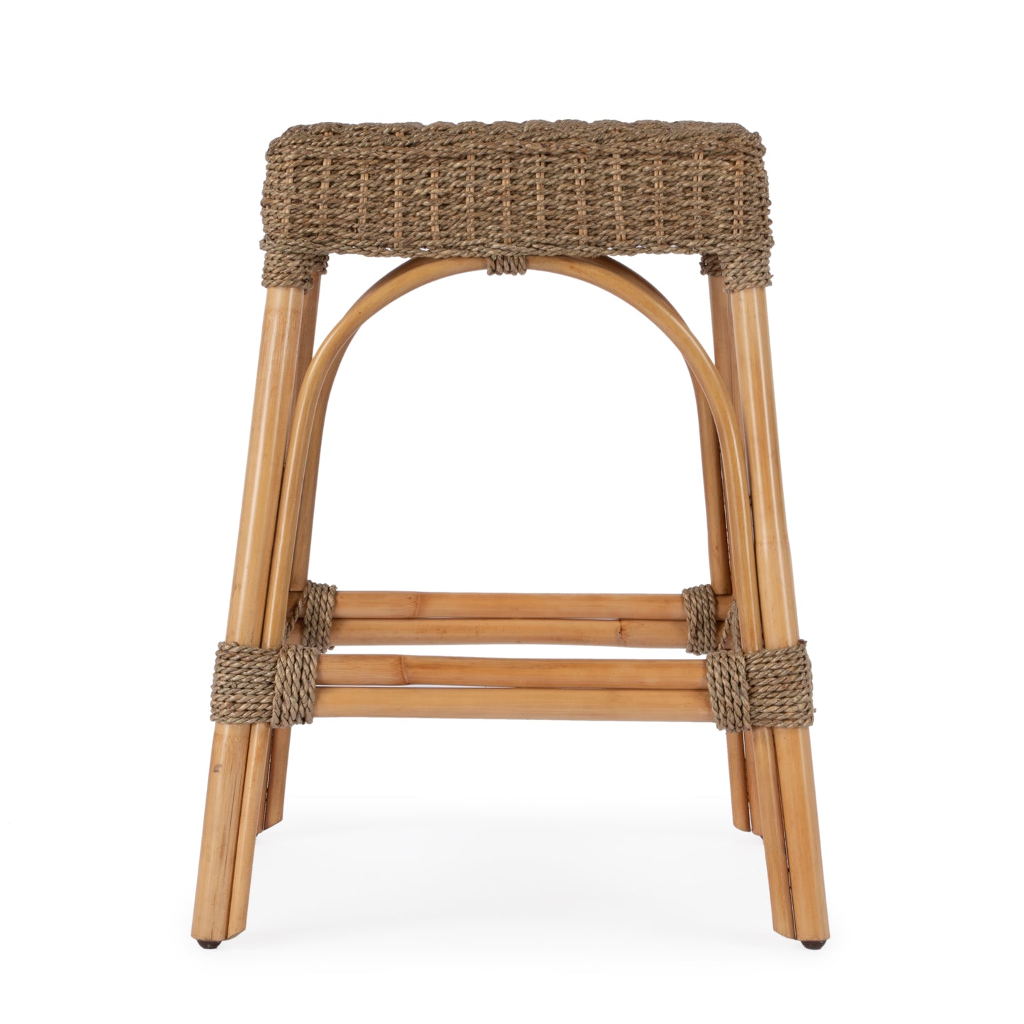 Robias 24.5 Rectangular Rattan & Mendong Grass 24.5" Counter Stool in Light Brown 5513441
