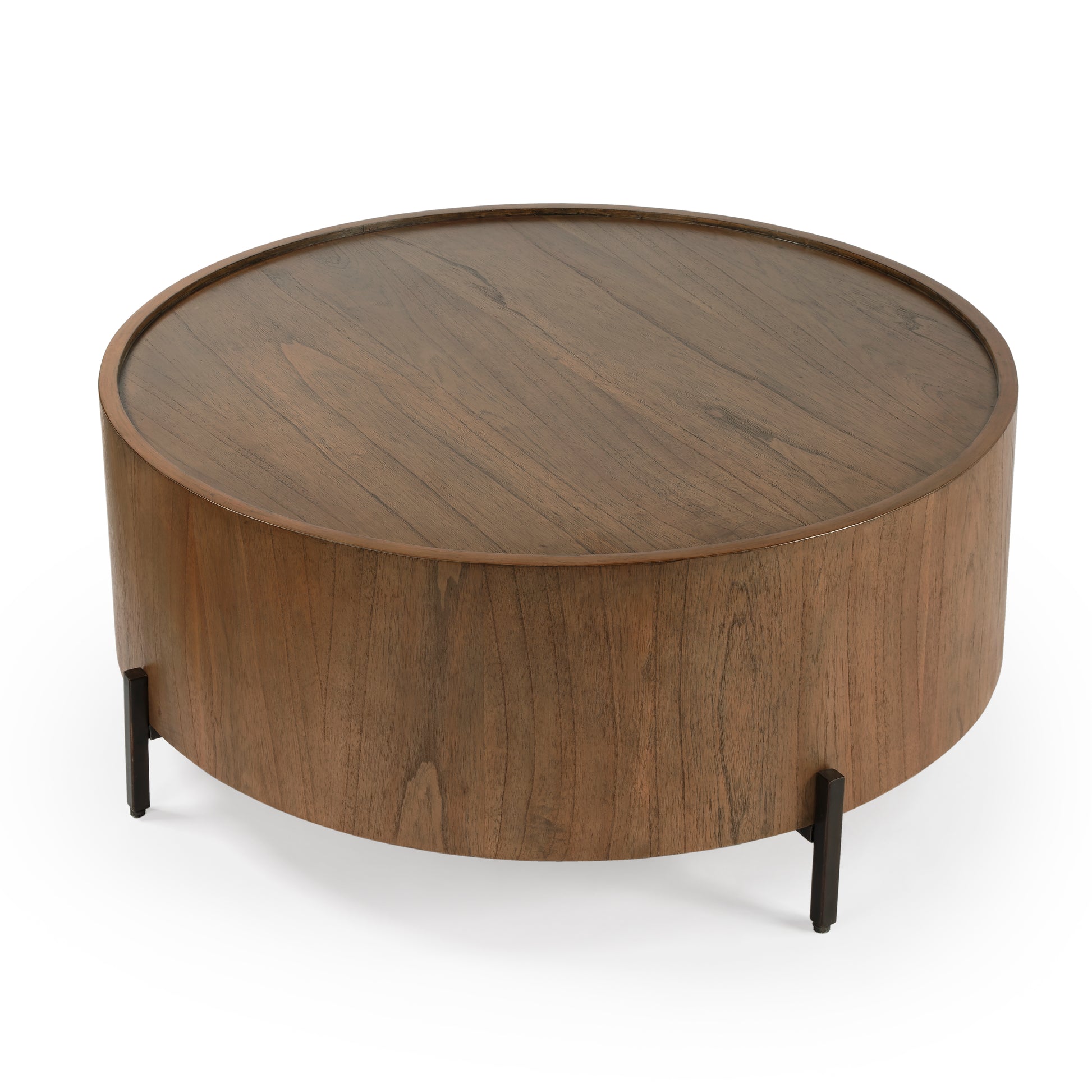Butler Specialty Company Tori 40 in. W Round Wood Modern Coffee Table, Medium Brown