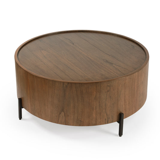 Butler Specialty Company Tori 40 in. W Round Wood Modern Coffee Table, Medium Brown