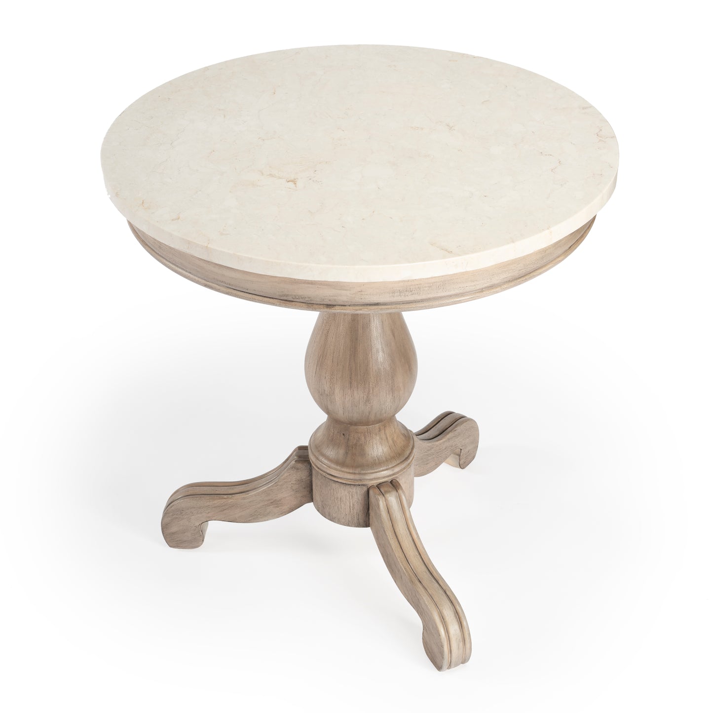 Danielle Marble 24" Pedestal Side Table in Tan/Beige  5515415