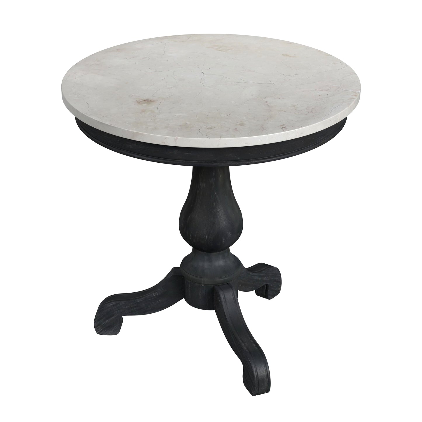 Danielle Marble 24" Pedestal Side Table in Black 5515432
